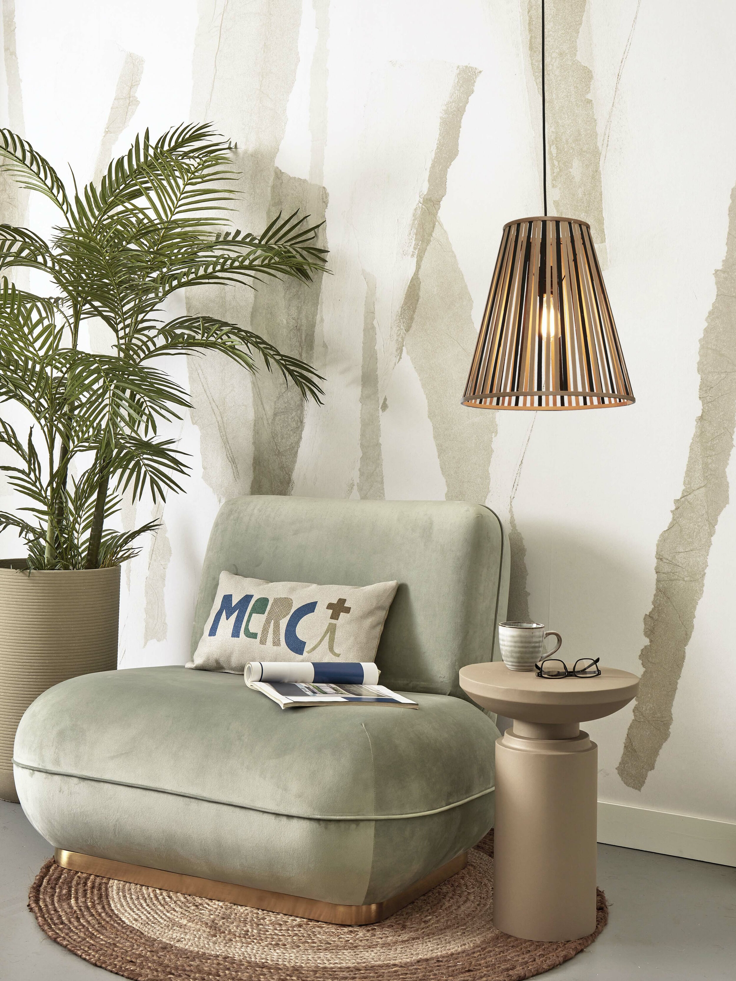 GOOD&MOJO Hanglamp 'Merapi' Bamboe, 40cm, kleur Naturel/Zwart