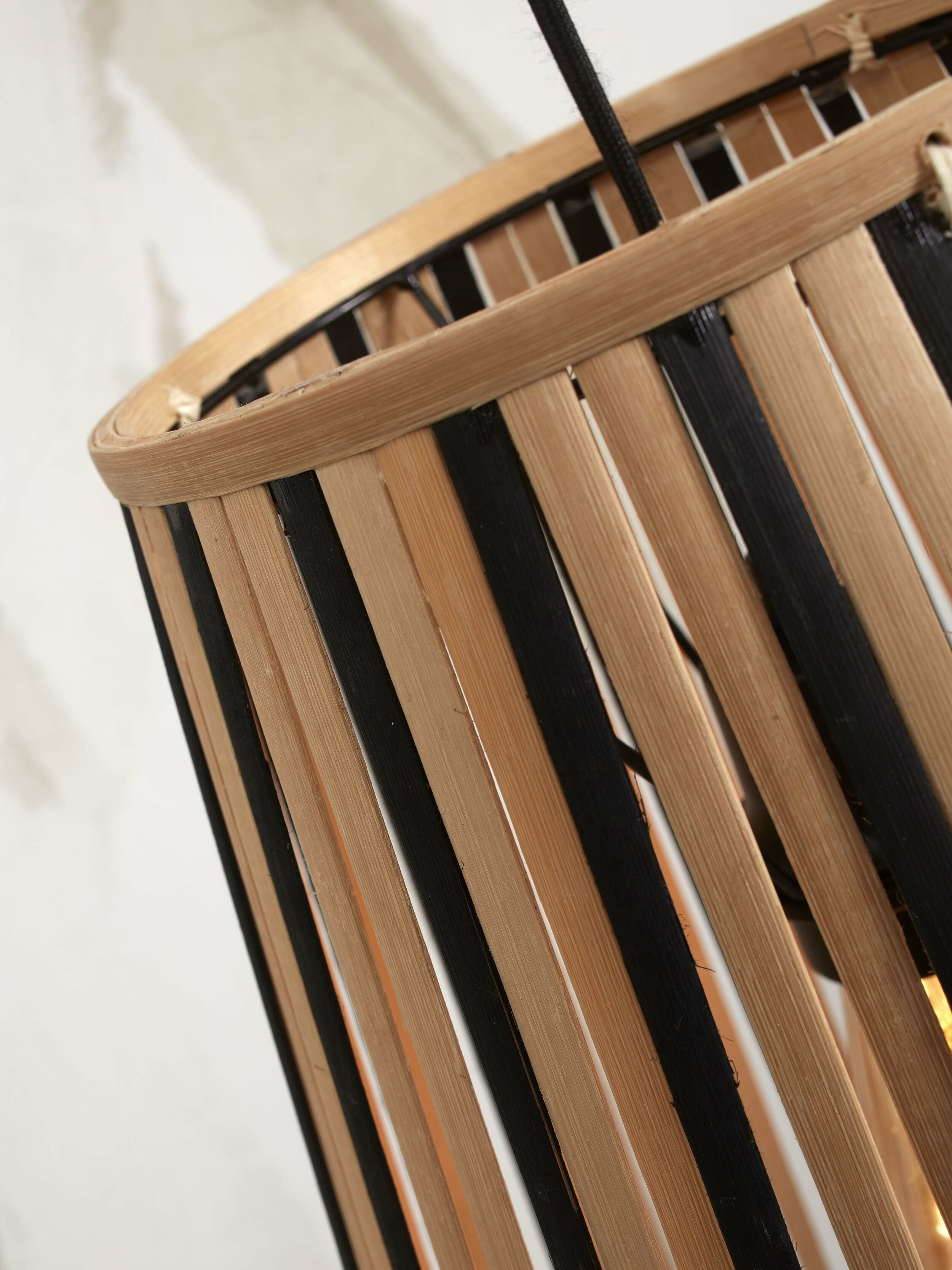 GOOD&MOJO Hanglamp 'Merapi' Bamboe, 40cm, kleur Naturel/Zwart