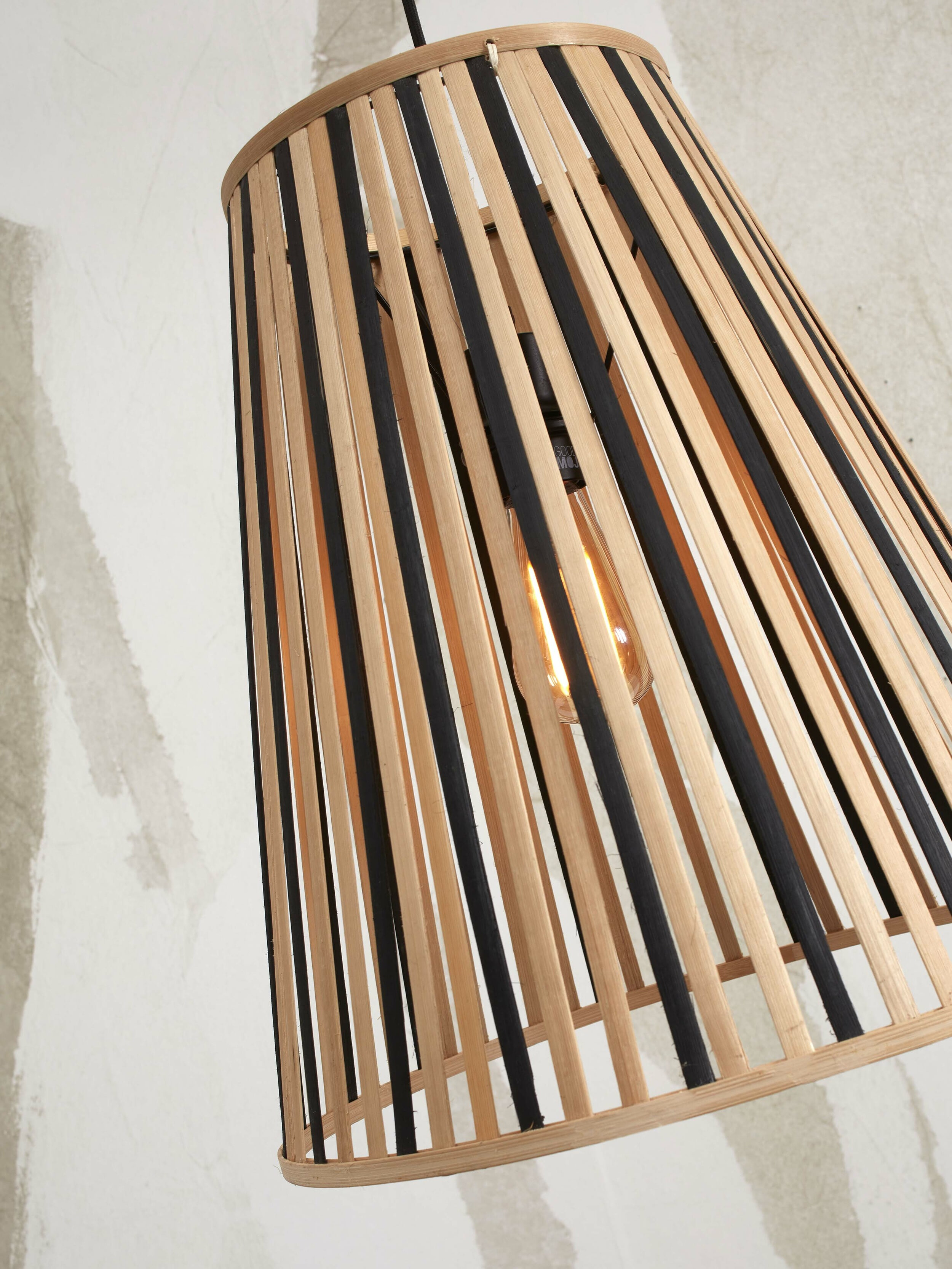 GOOD&MOJO Hanglamp 'Merapi' Bamboe, 40cm, kleur Naturel/Zwart