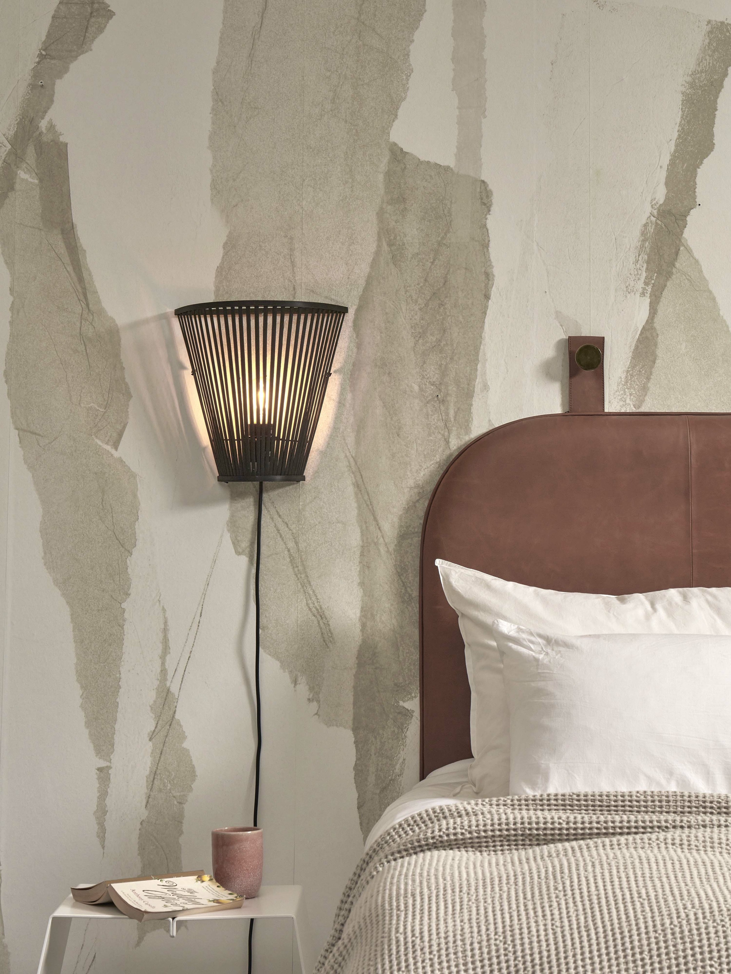 GOOD&MOJO Wandlamp 'Merapi' Bamboe, 30cm, kleur Zwart