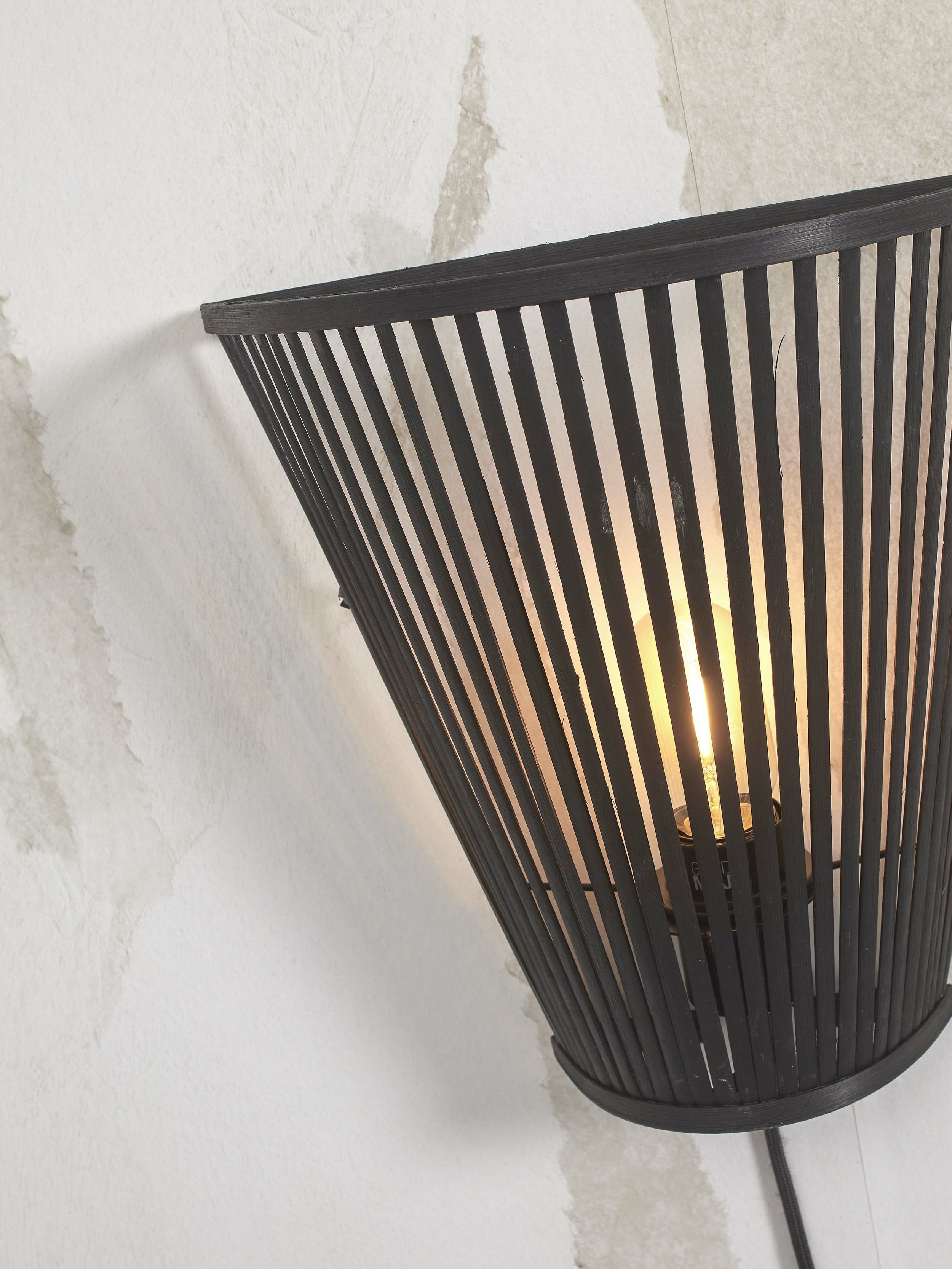 GOOD&MOJO Wandlamp 'Merapi' Bamboe, 30cm, kleur Zwart