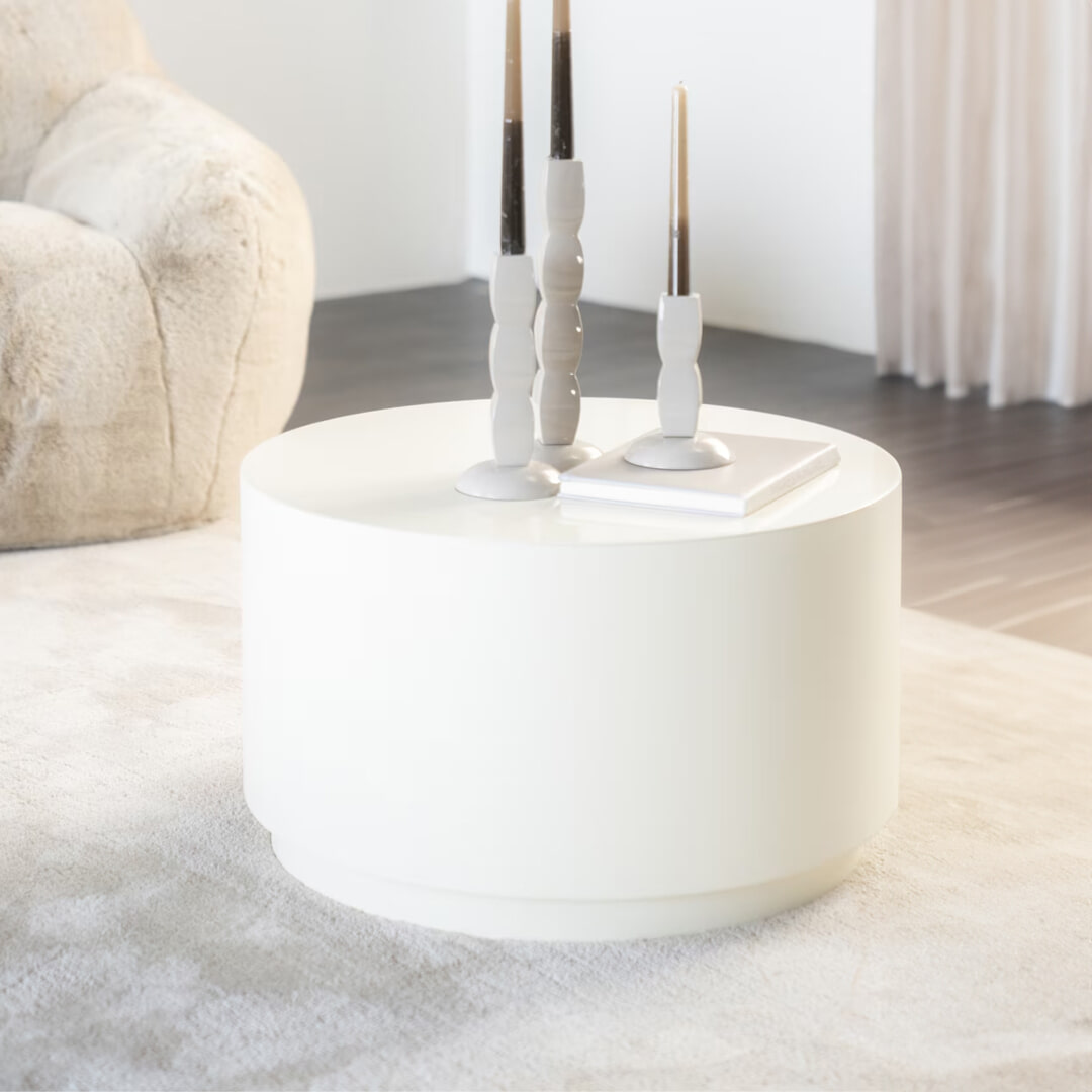 By-Boo Ronde Salontafel 'Mesita' 60cm metaal, kleur Beige