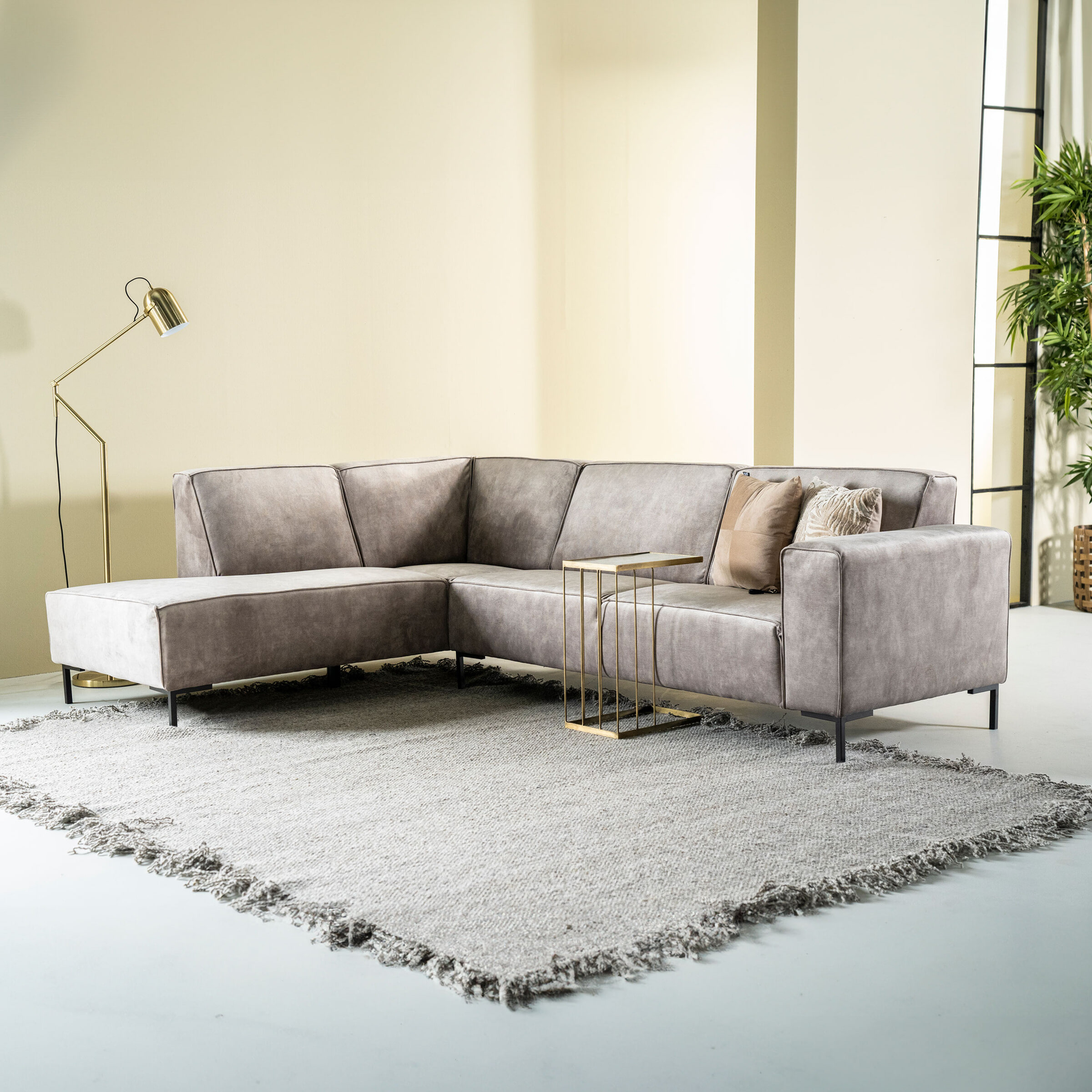 Sevn Hoekbank 'Michelle' Links, Velvet, kleur lever