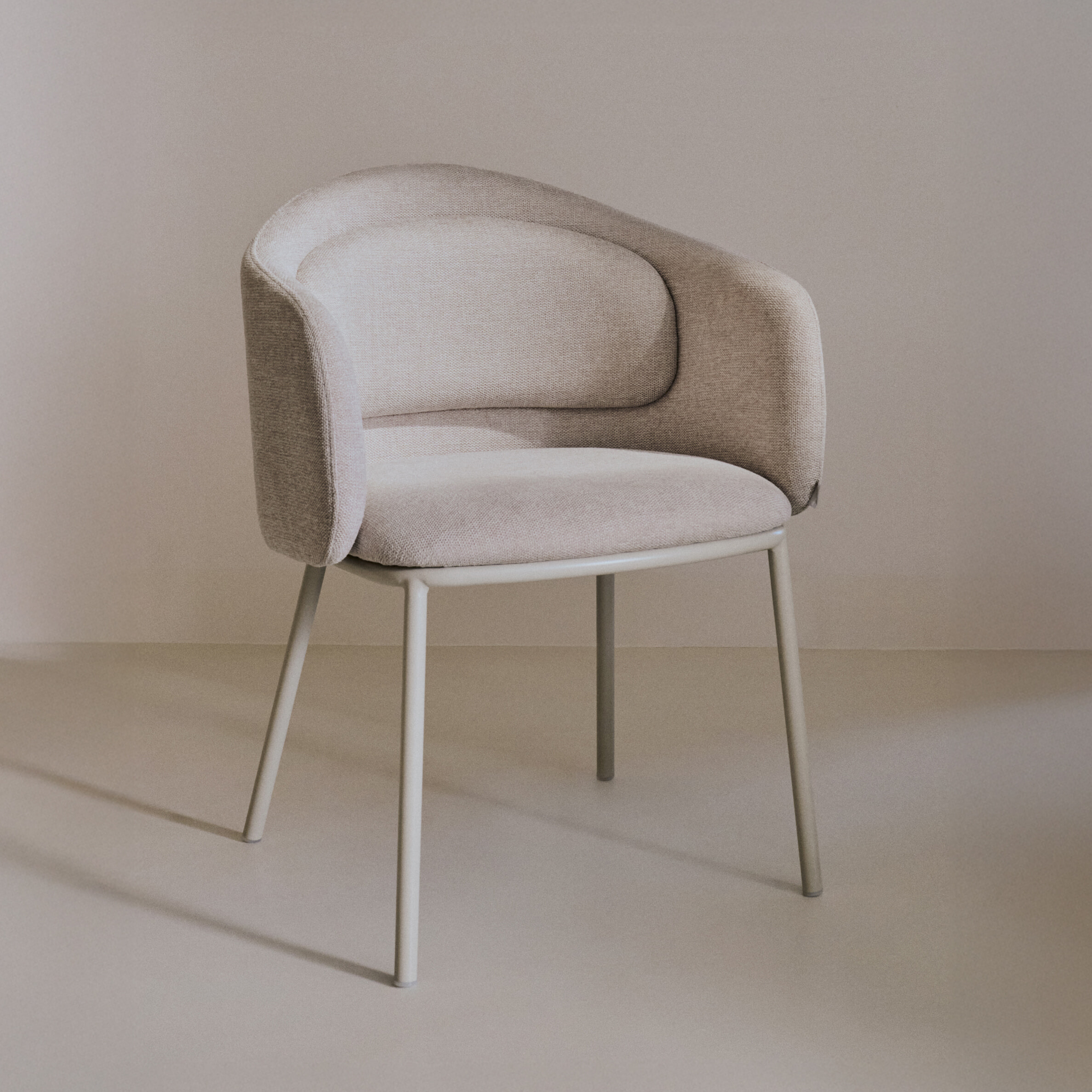 Kave Home Eetkamerstoel Minda Chenille - Beige