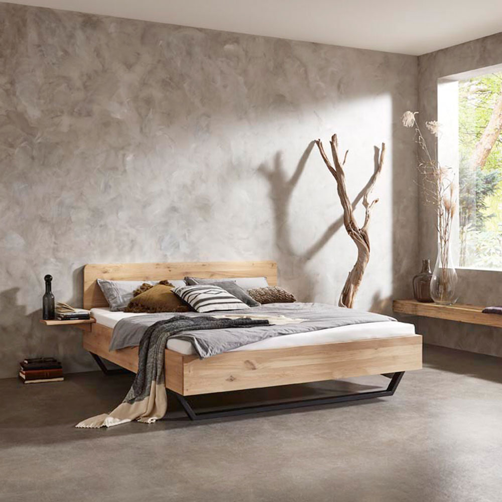 Houten Bed 'Mine' massief eiken - 180 x 210 cm - Met 2 nachtkastjes