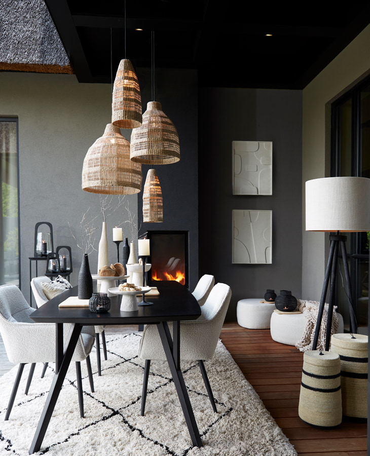 Light & Living Vloerlamp 'Ilias' Mangohout, 122cm, kleur Zwart (excl. kap)