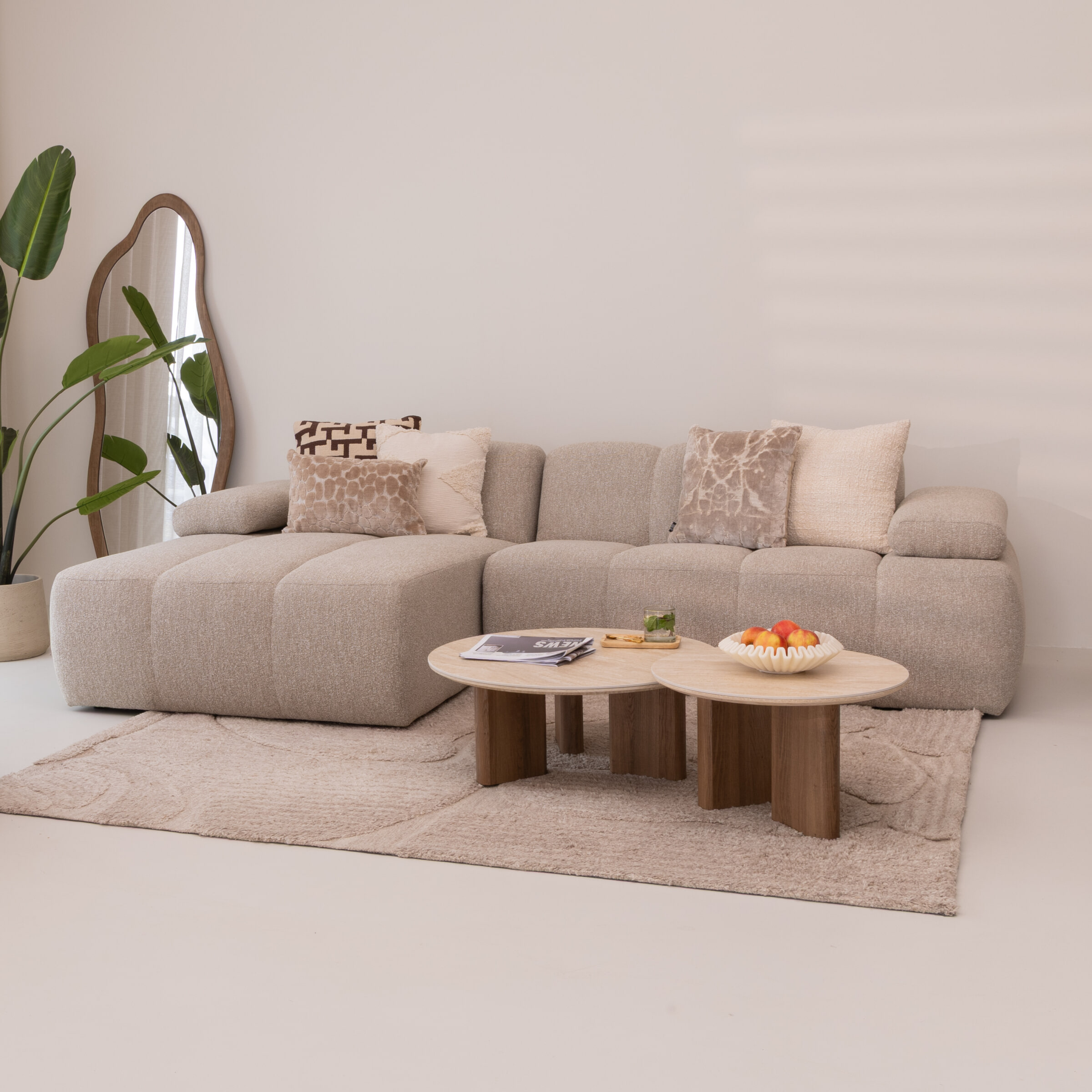 WOOOD Loungebank 'Mojo' Bouclé, kleur Beige Melange