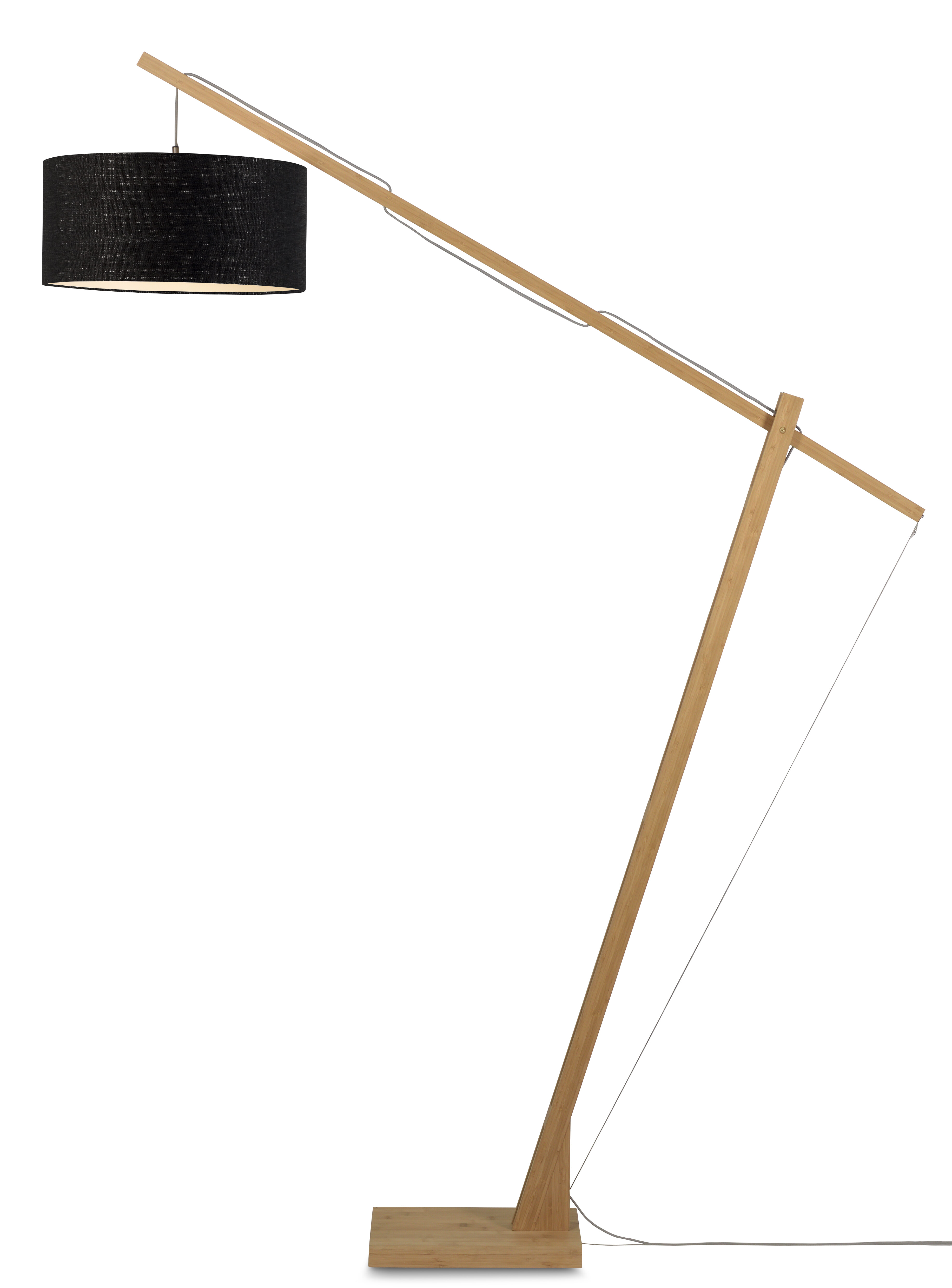 GOOD&MOJO Vloerlamp 'Montblanc' Bamboe en Eco linnen, 207cm, kleur Zwart