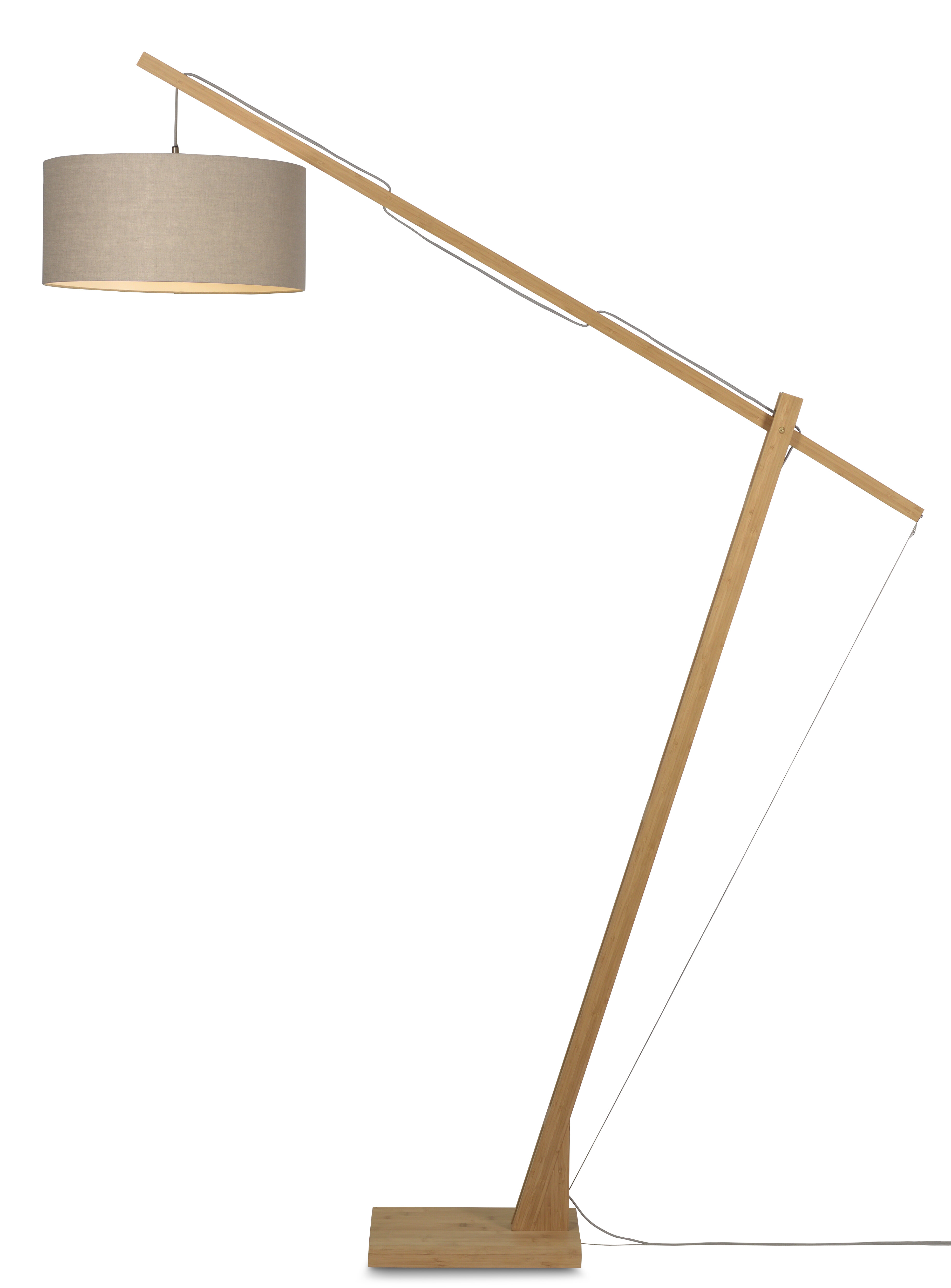 GOOD&MOJO Vloerlamp 'Montblanc' Bamboe en Eco linnen, 207cm, kleur Donkerbeige