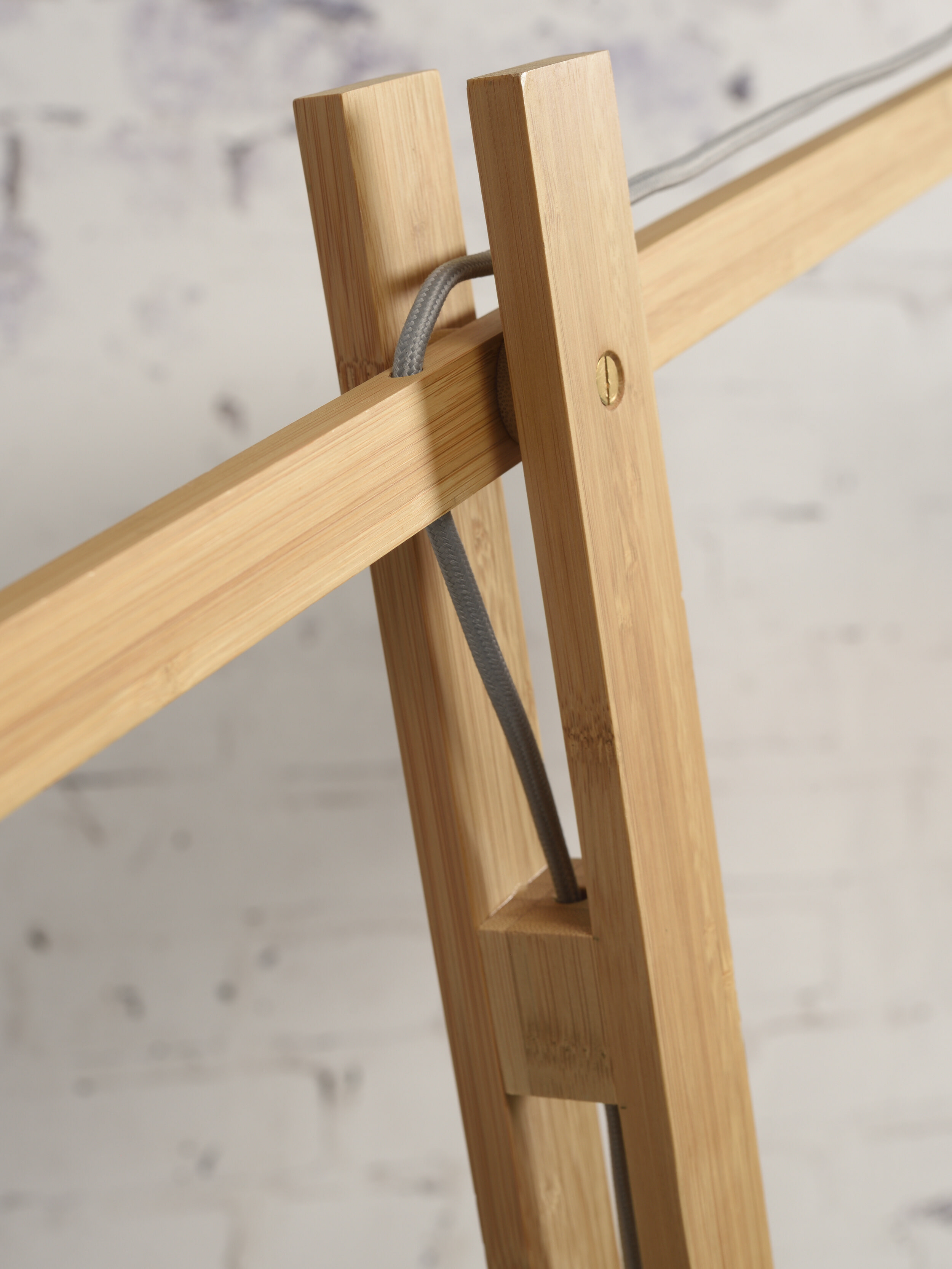 GOOD&MOJO Vloerlamp 'Montblanc' Bamboe en Eco linnen, 207cm, kleur Beige