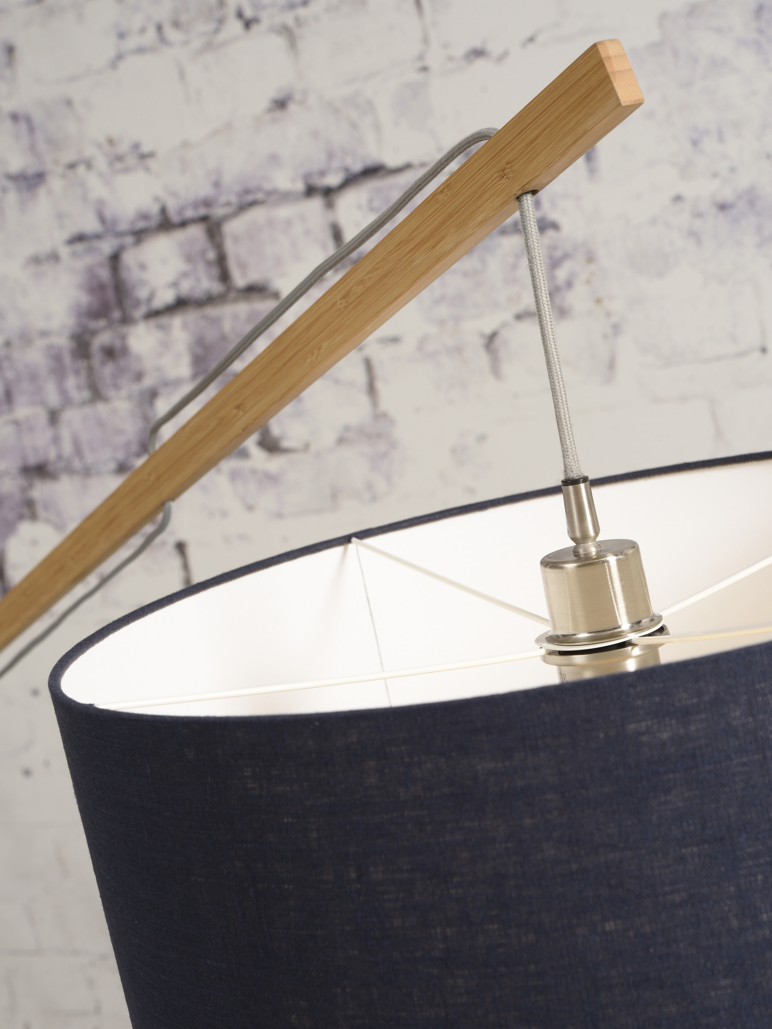 GOOD&MOJO Vloerlamp 'Montblanc' Bamboe en Eco linnen, 207cm, kleur Beige