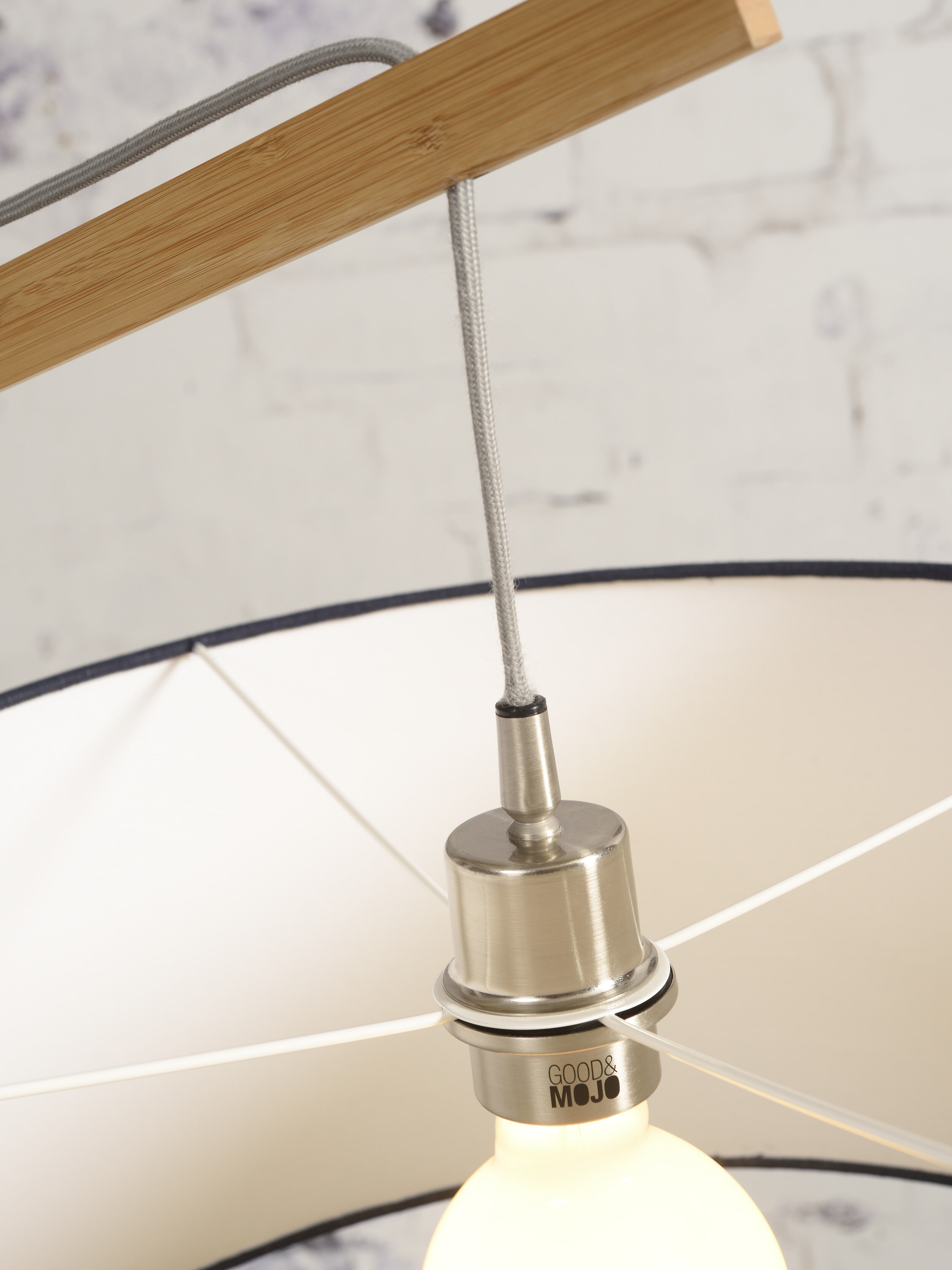 GOOD&MOJO Vloerlamp 'Montblanc' Bamboe en Eco linnen, 207cm, kleur Beige
