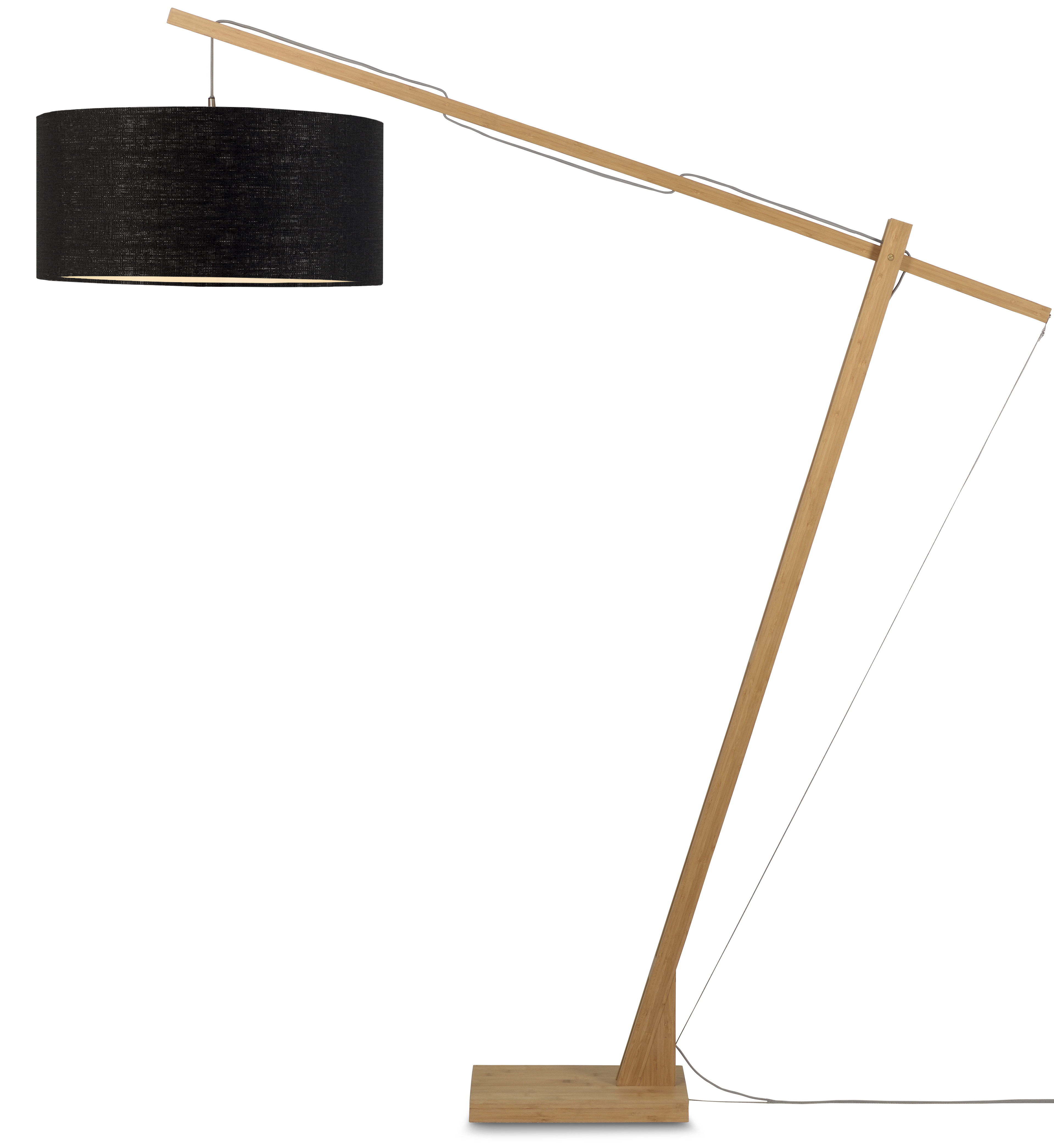 GOOD&MOJO Vloerlamp 'Montblanc' Bamboe en Eco linnen, 207cm, kleur Zwart