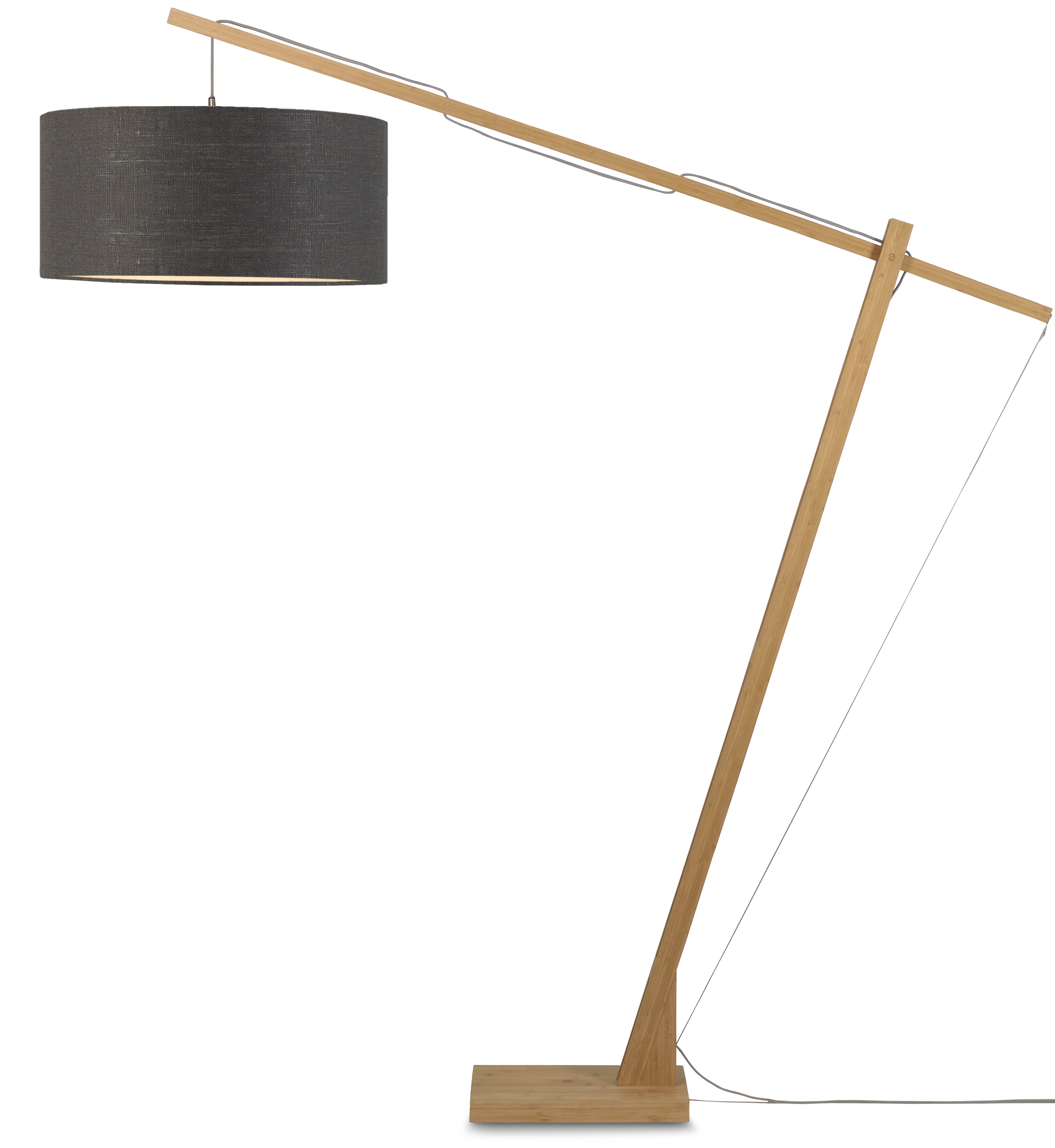 GOOD&MOJO Vloerlamp 'Montblanc' Bamboe en Eco linnen, 207cm, kleur Donkergrijs