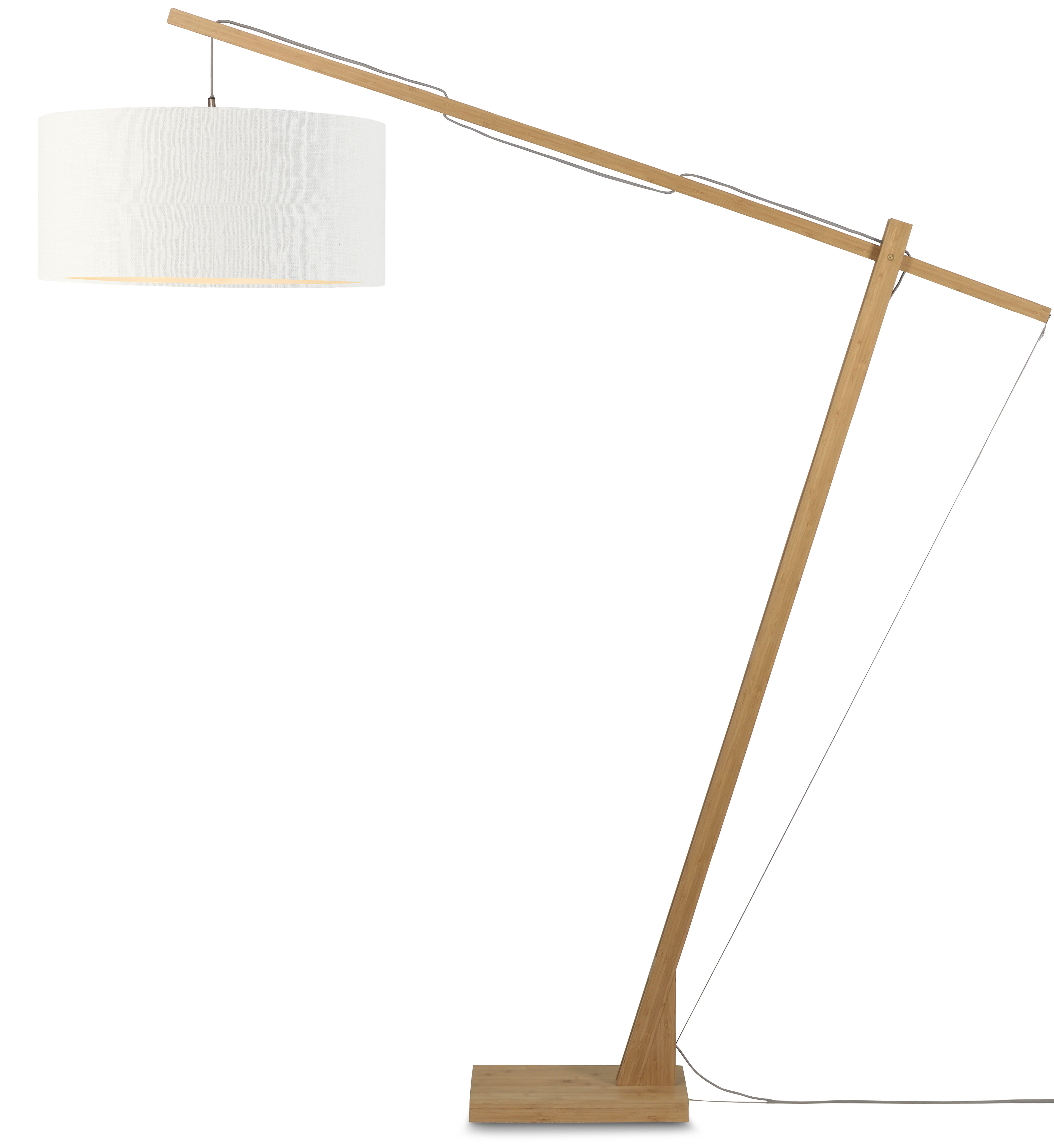 GOOD&MOJO Vloerlamp 'Montblanc' Bamboe en Eco linnen, 207cm, kleur Wit