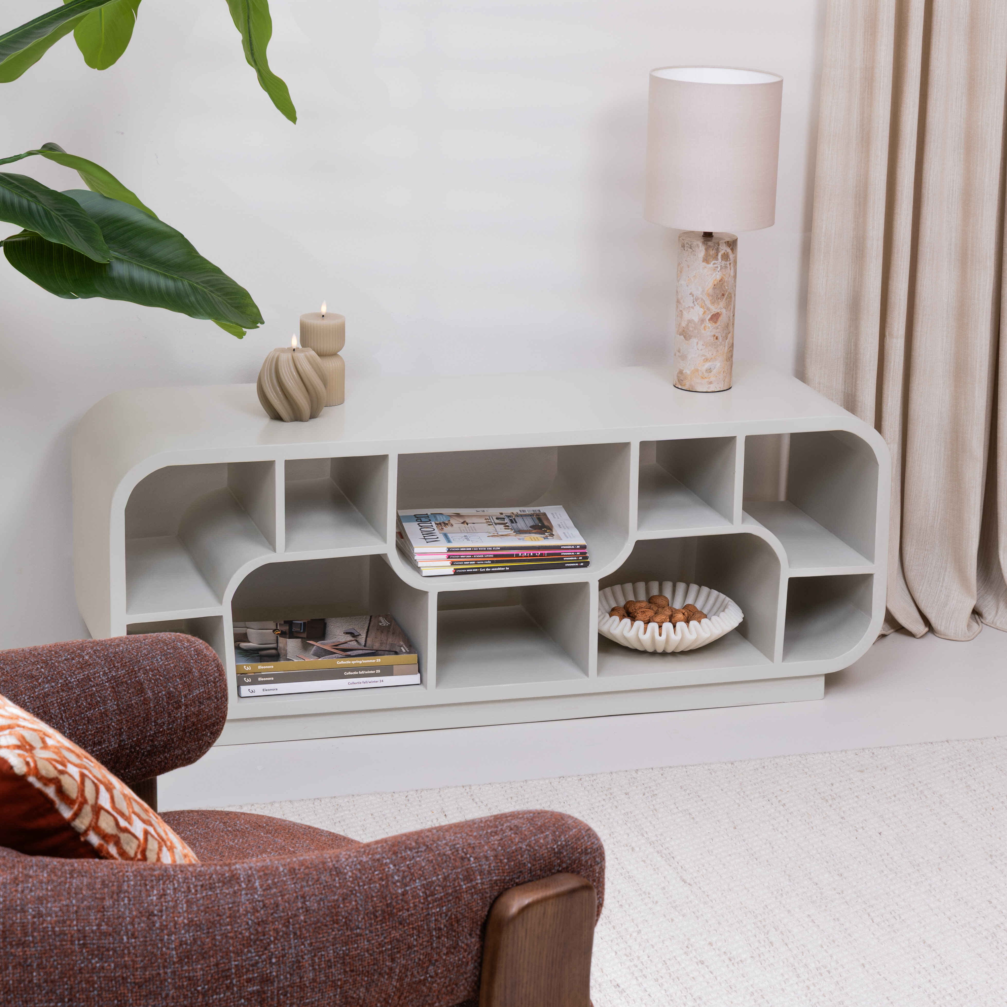 Brix TV-meubel 'Morgan' Mangohout, 130cm, kleur Off White