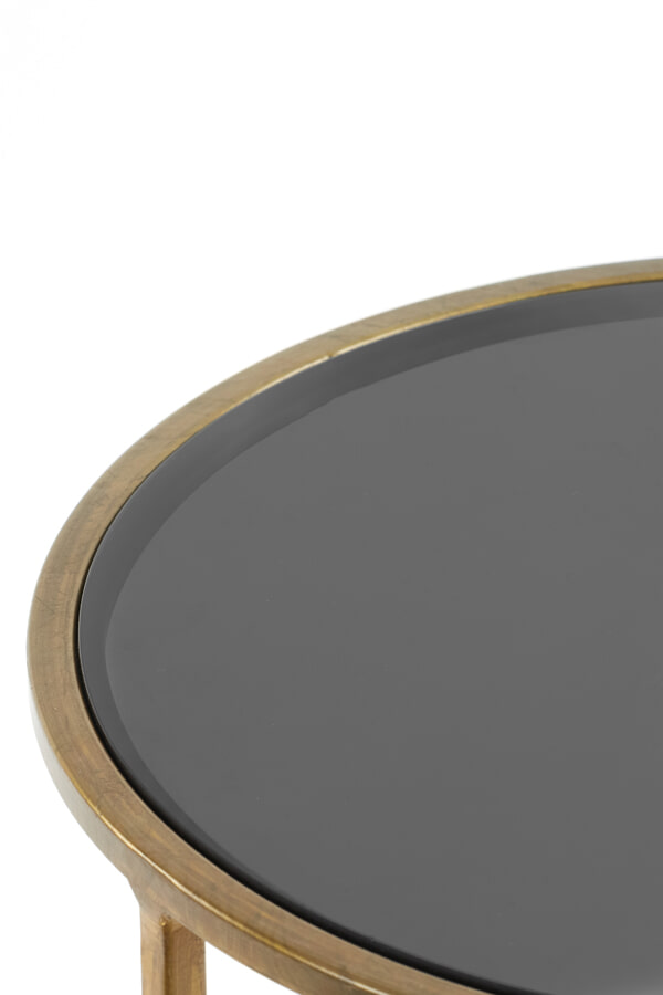 Light & Living Bijzettafel 'Duarte' Set van 2 stuks, glas smoke-goud