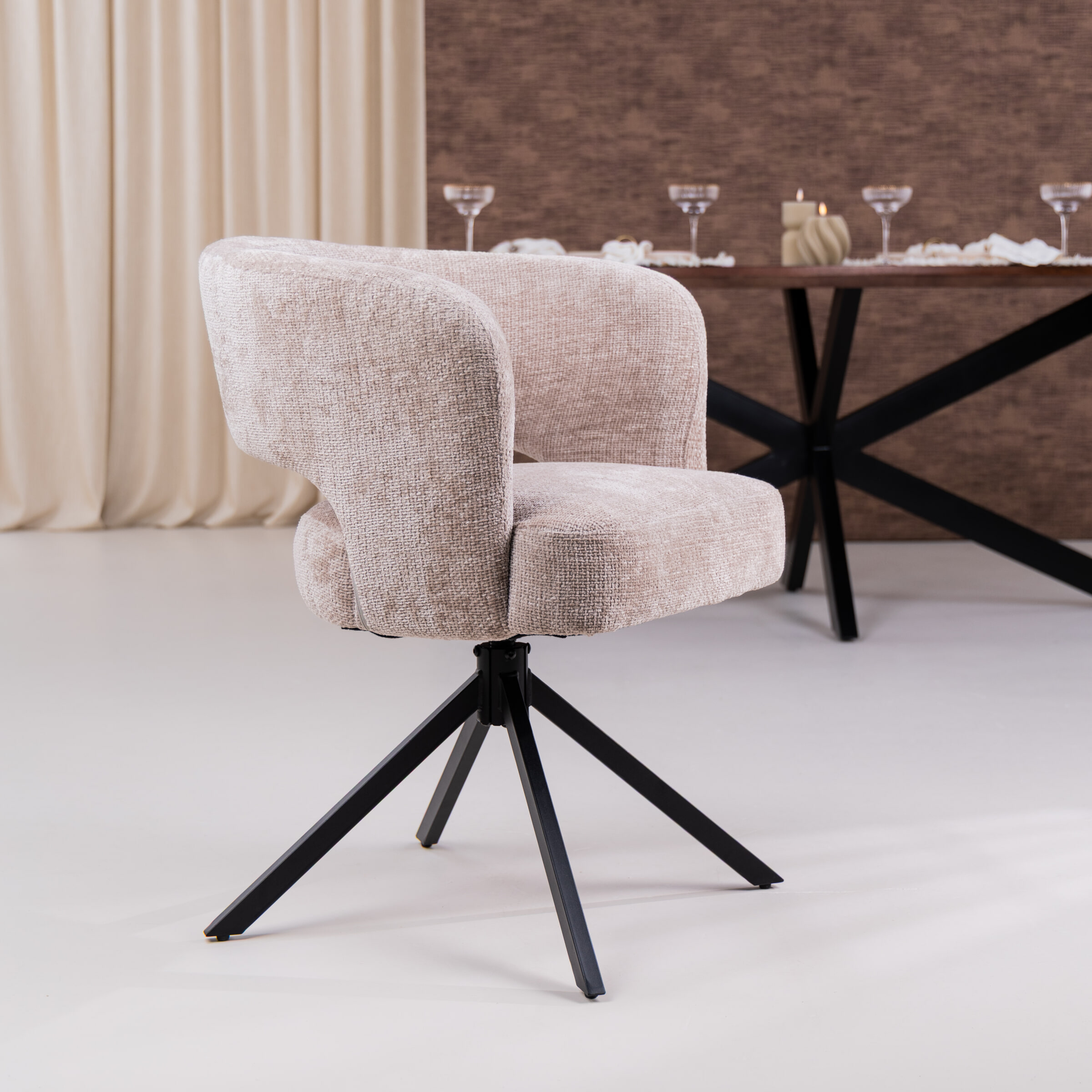 Tower Living Draaibare Eetkamerstoel 'Mura' Chenille