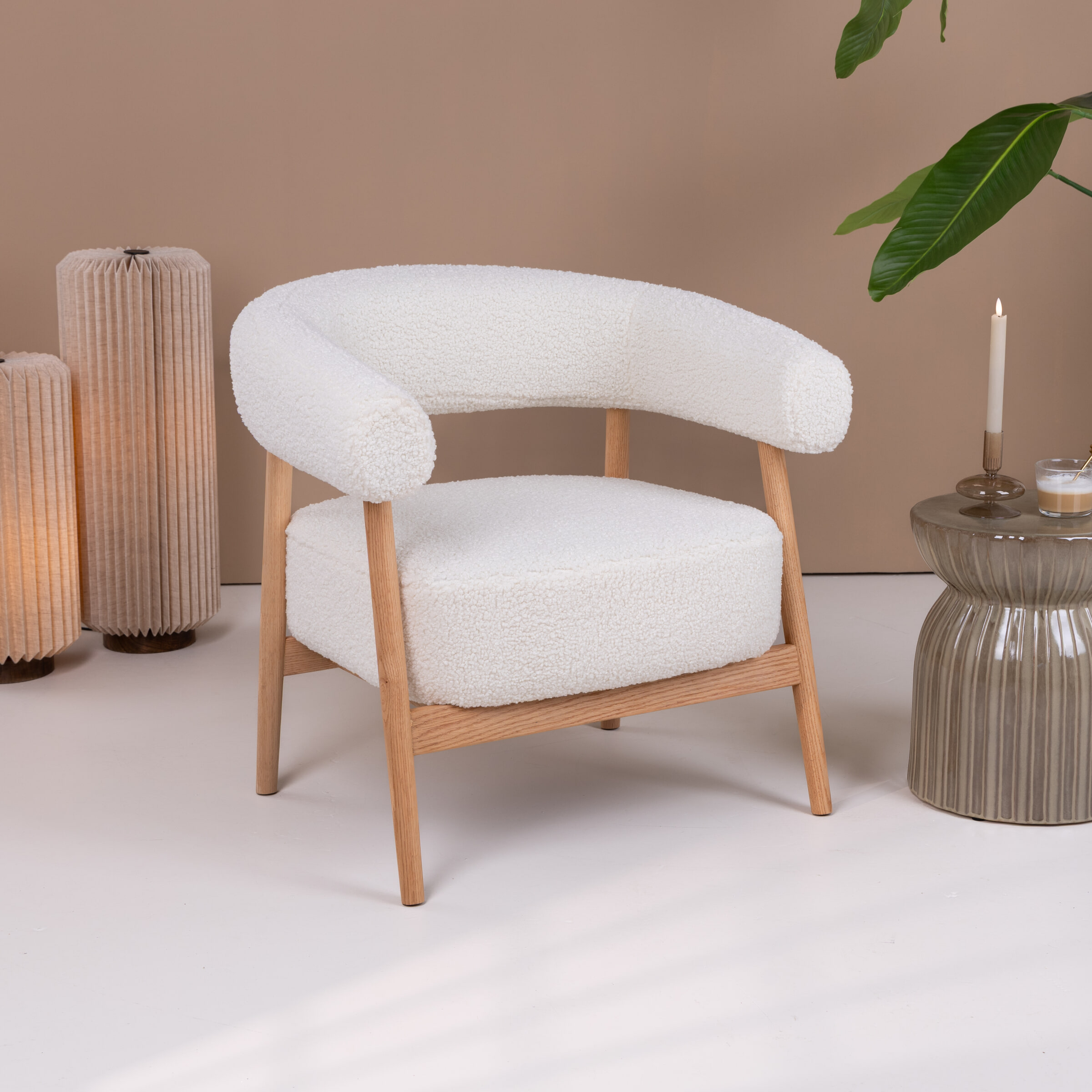 By-Boo Fauteuil 'Mysa' Teddy en eikenhout