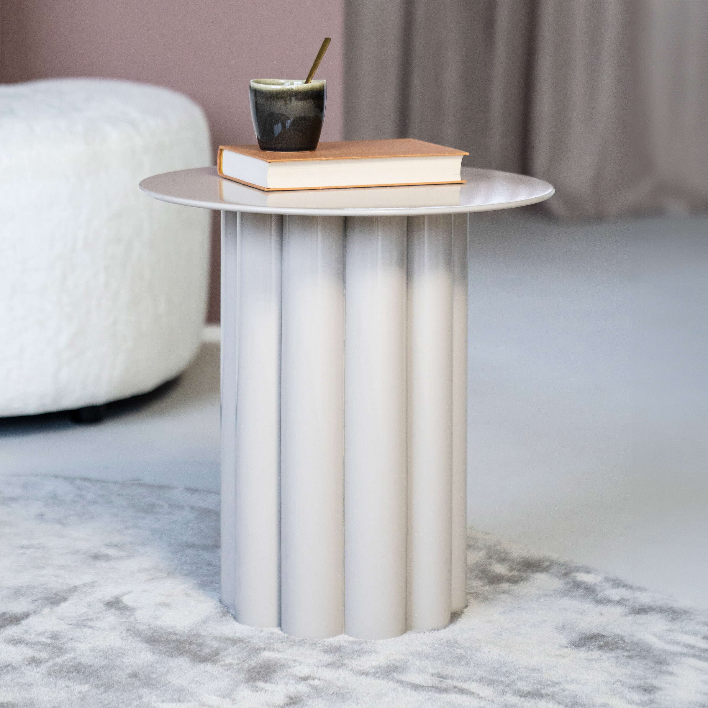 By-Boo Bijzettafel Olympa 43cm - Beige - Rond