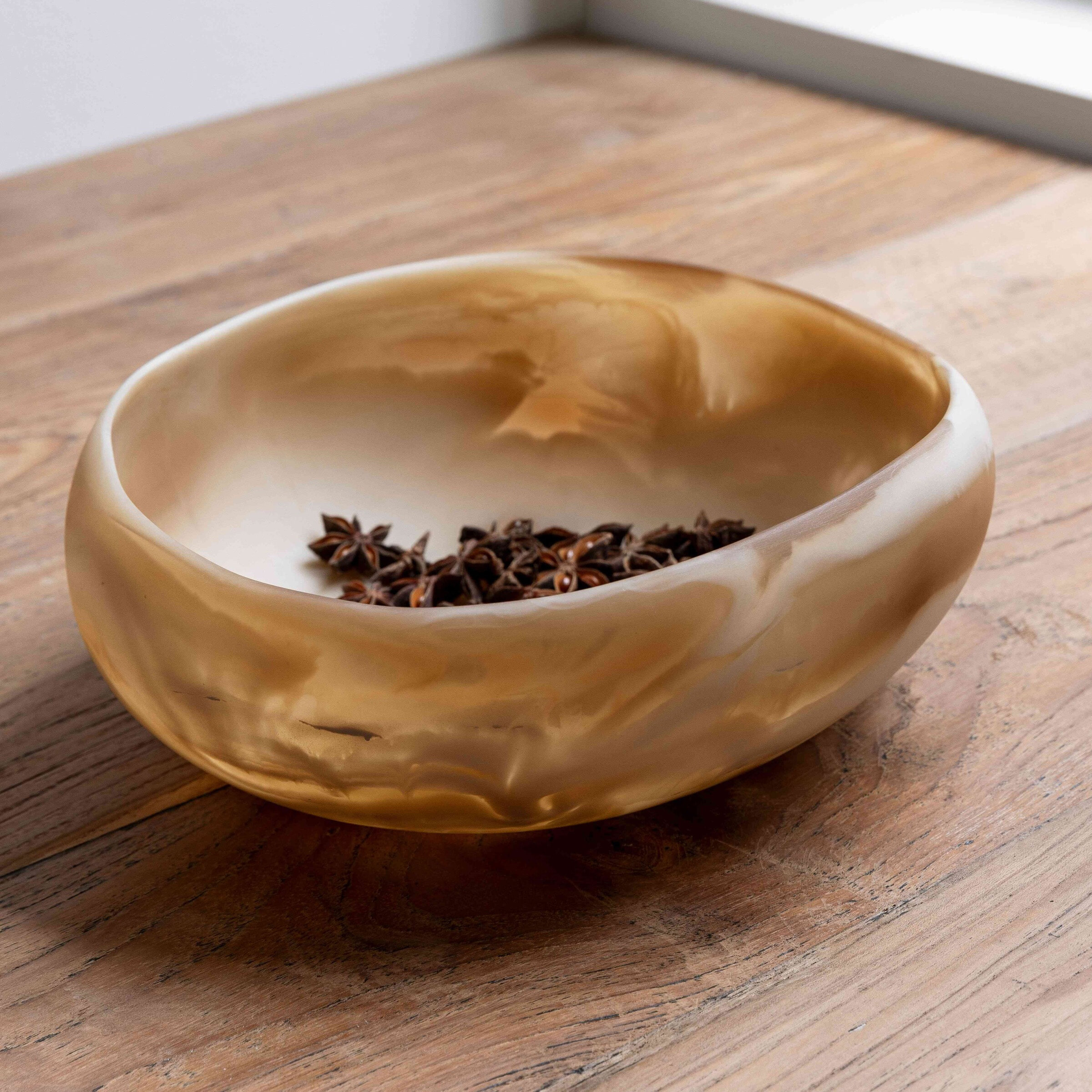 MUST Living schaal 'Rafael', Ø25 cm, kleur Bruin en Wit