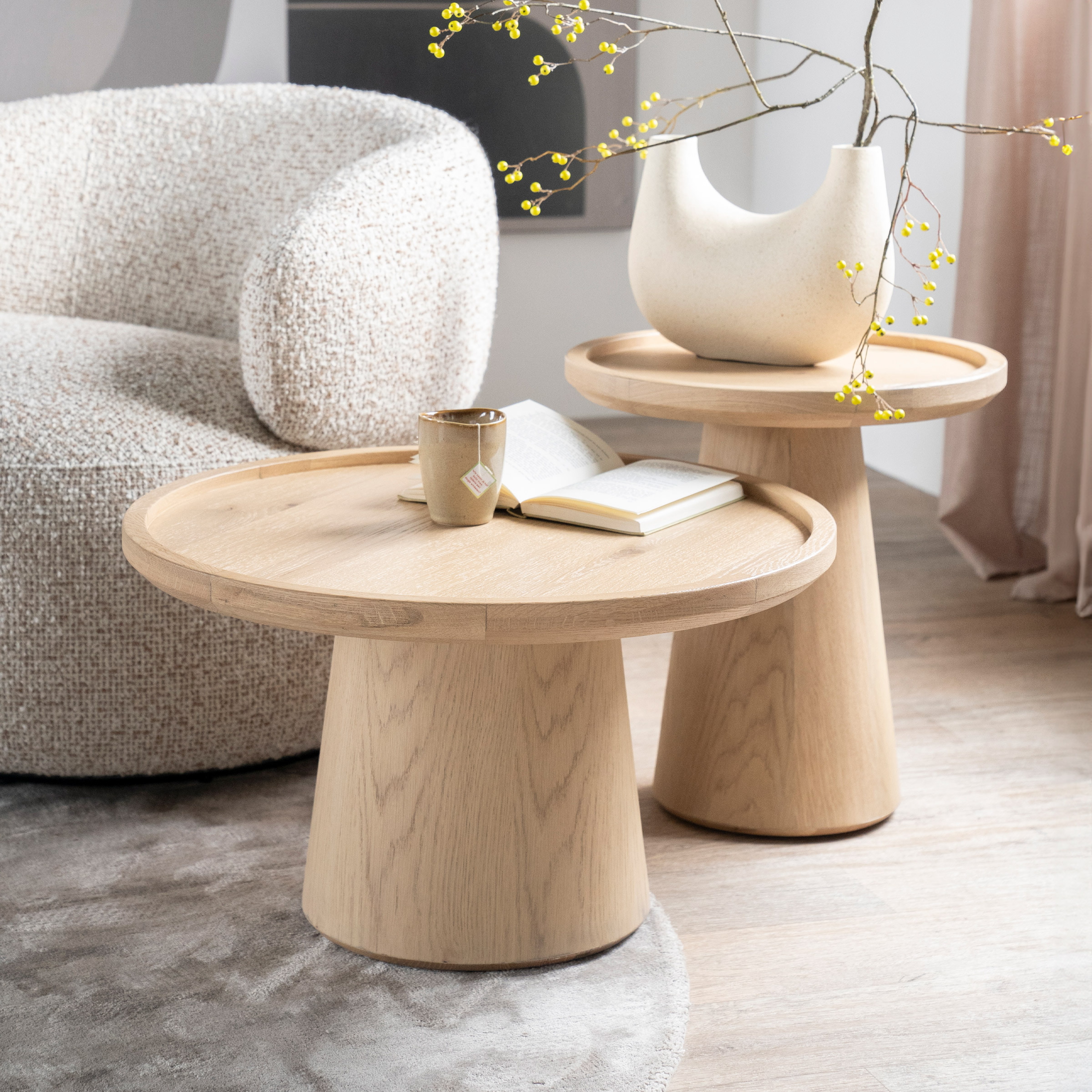 Eleonora Salontafel 'Leia' Eikenhout, 66cm