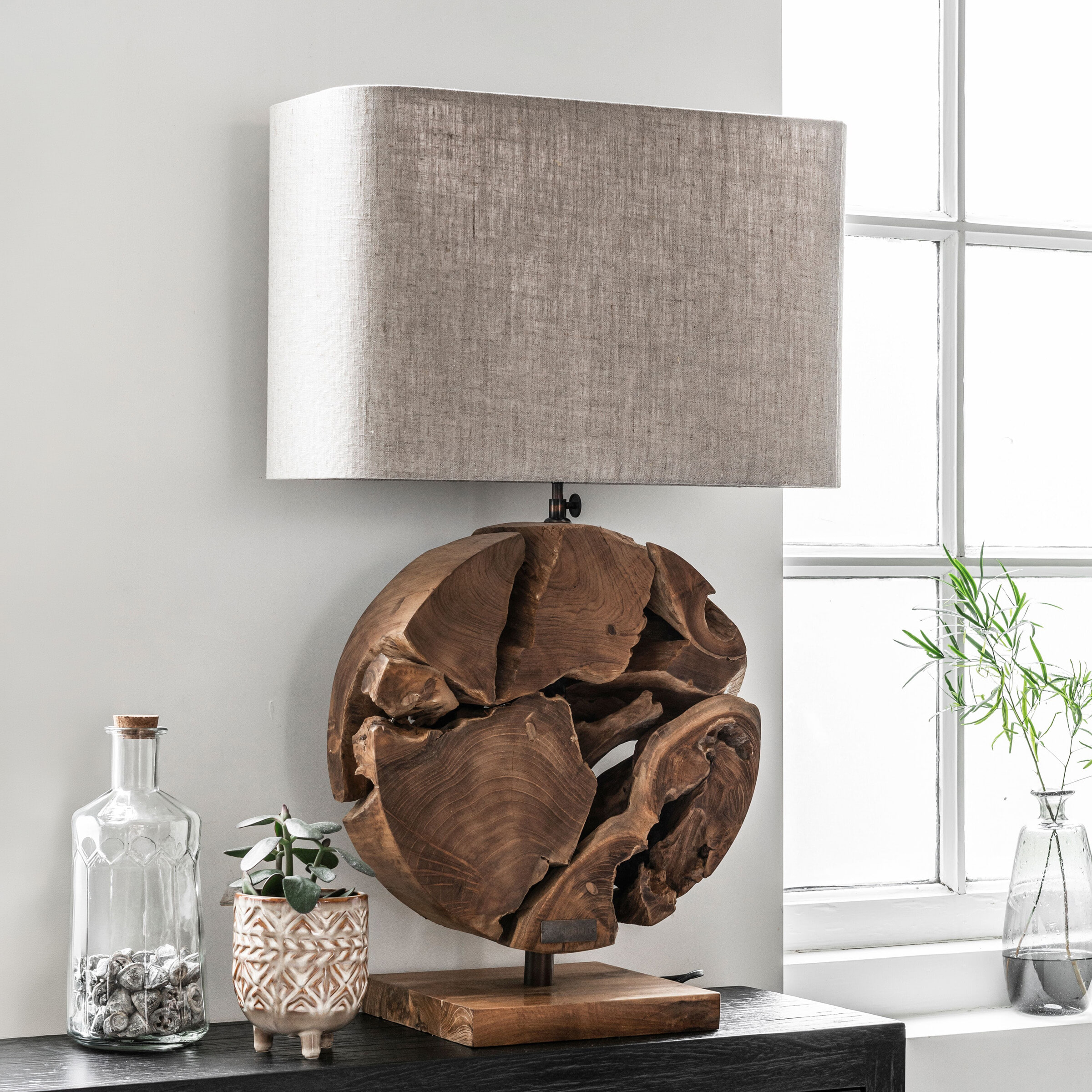 MUST Living Tafellamp 'All Around the World' Teakhout, 70cm