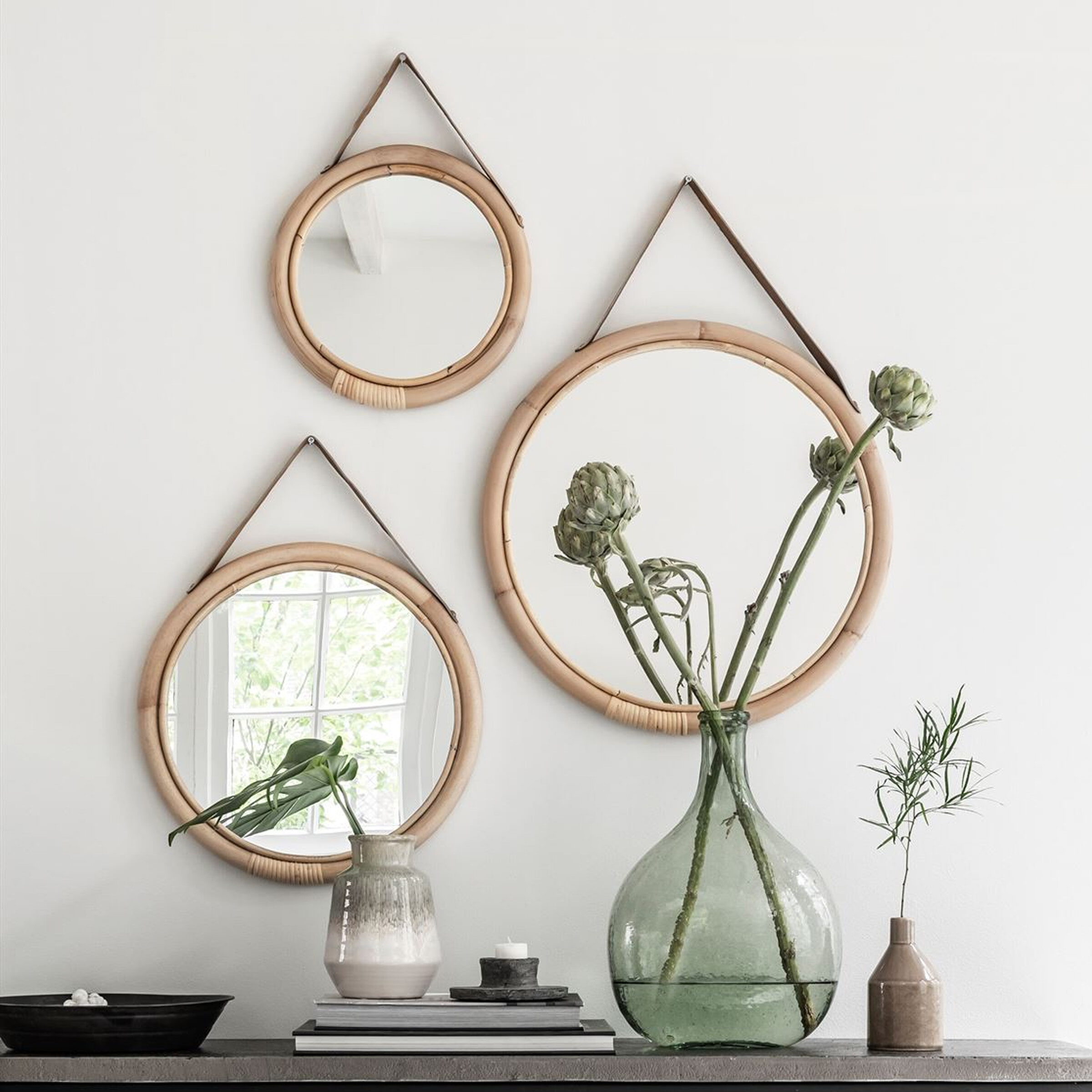 MUST Living Spiegel 'San Jose' Rotan, Set van 3 stuks