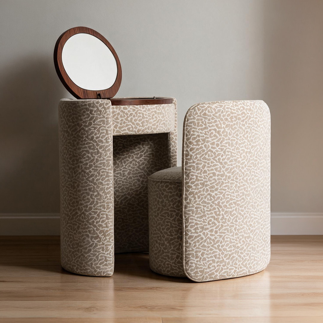 Richmond Kaptafel Roxenne Met stoel, Chenille - Beige Leopard