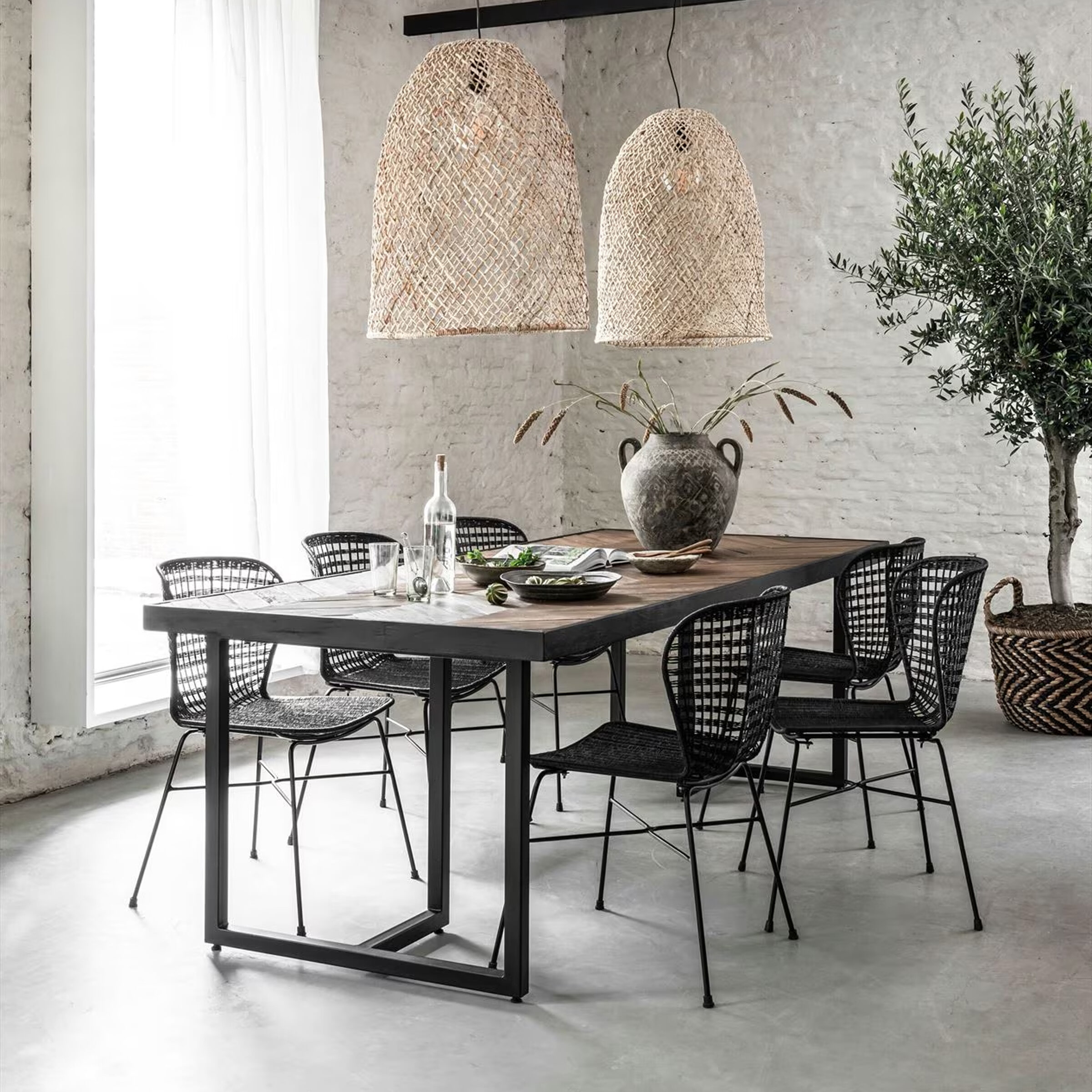DTP Home Eettafel 'Criss Cross' Hout en staal, 200 x 100cm