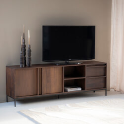 Eleonora TV-meubel 'Jimmy' Mangohout en Metaal, 180cm, kleur Bruin