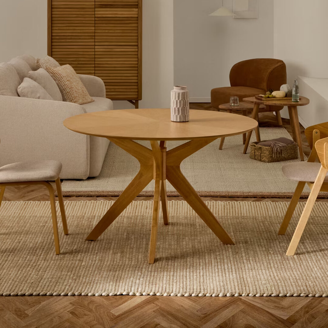 Kave Home Ronde Eettafel Naanim Eiken en rubberhout, 120cm