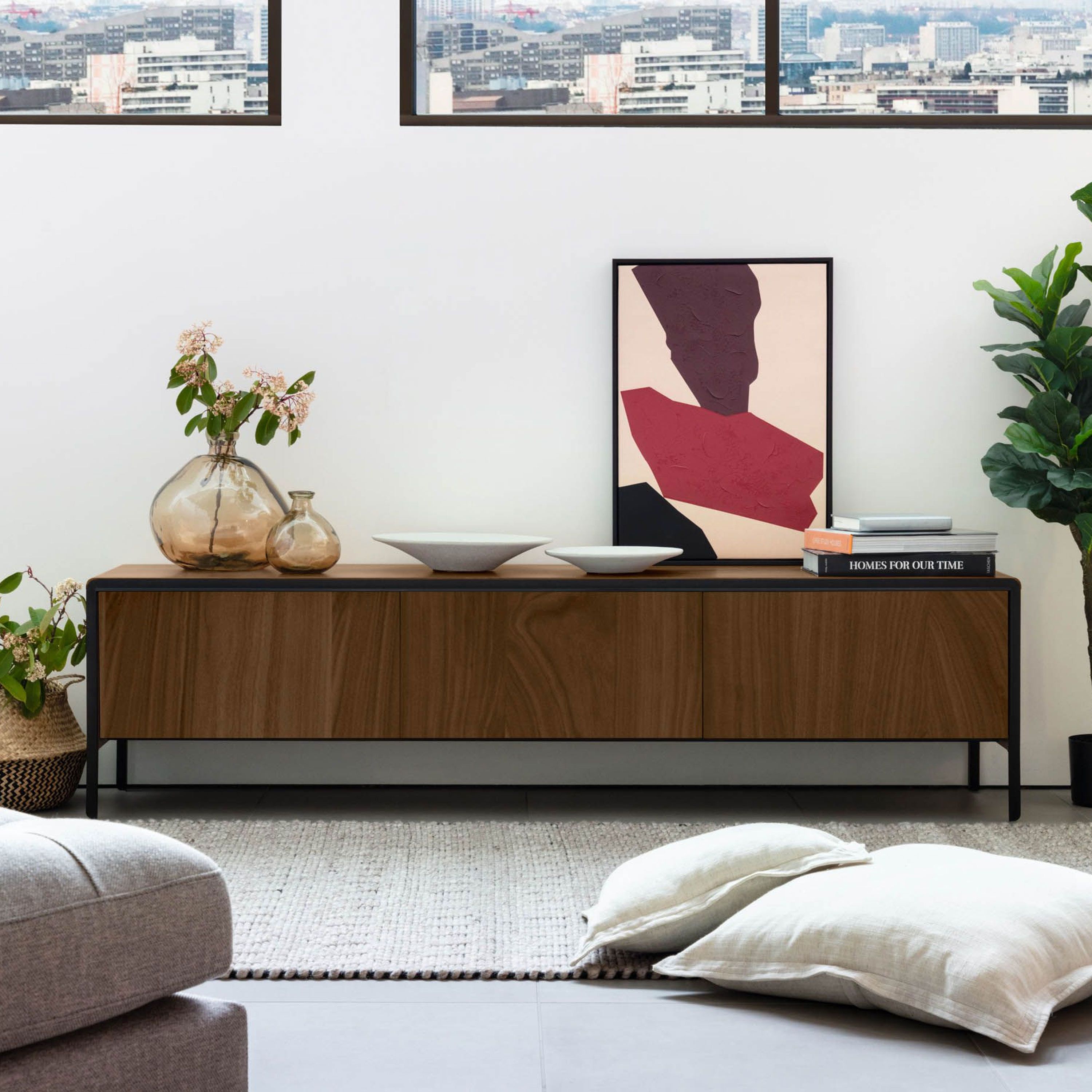 Kave Home TV-meubel Nadyria 180cm - noten / zwart