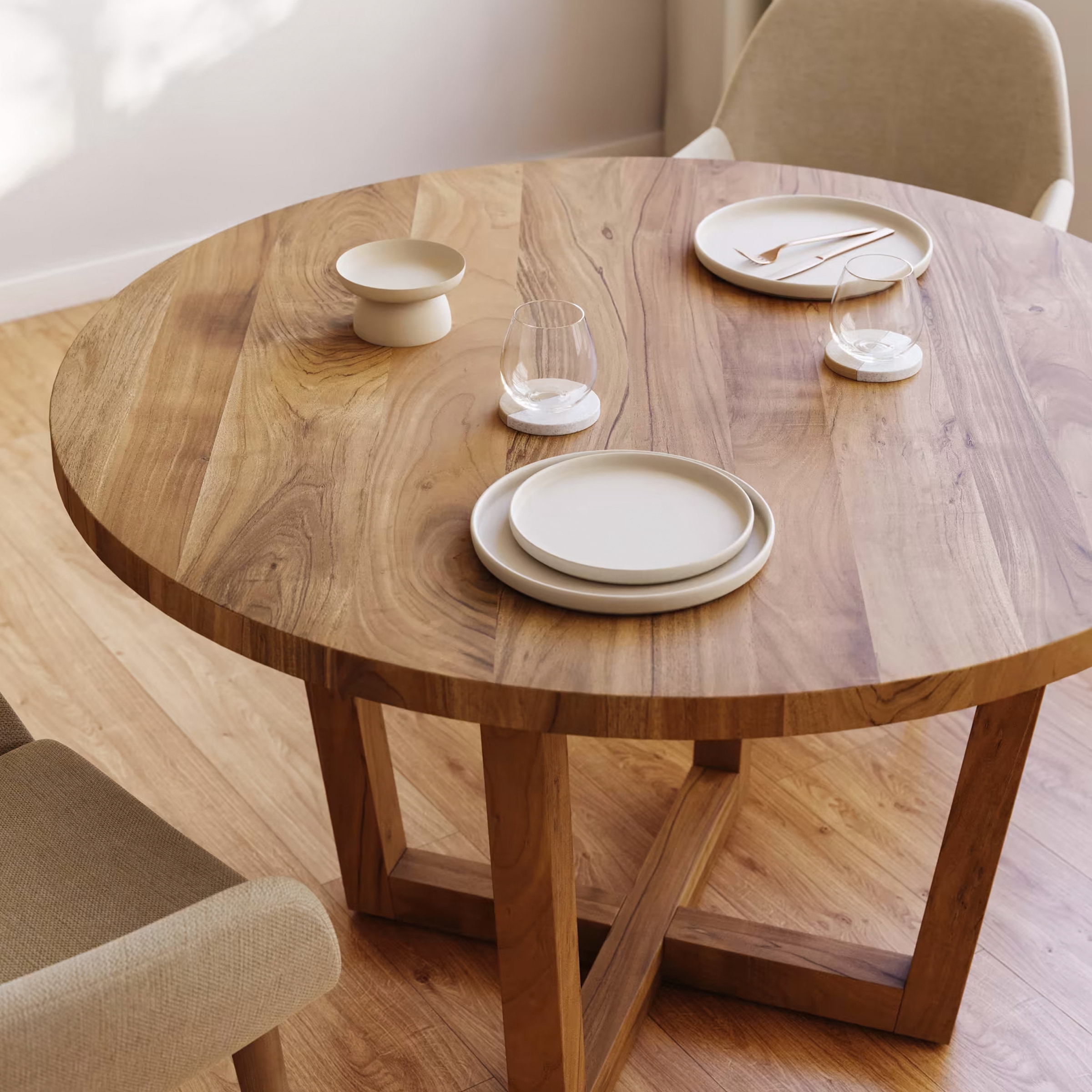 Kave Home Ronde Eettafel 'Nahla' Acaciahout, 120cm