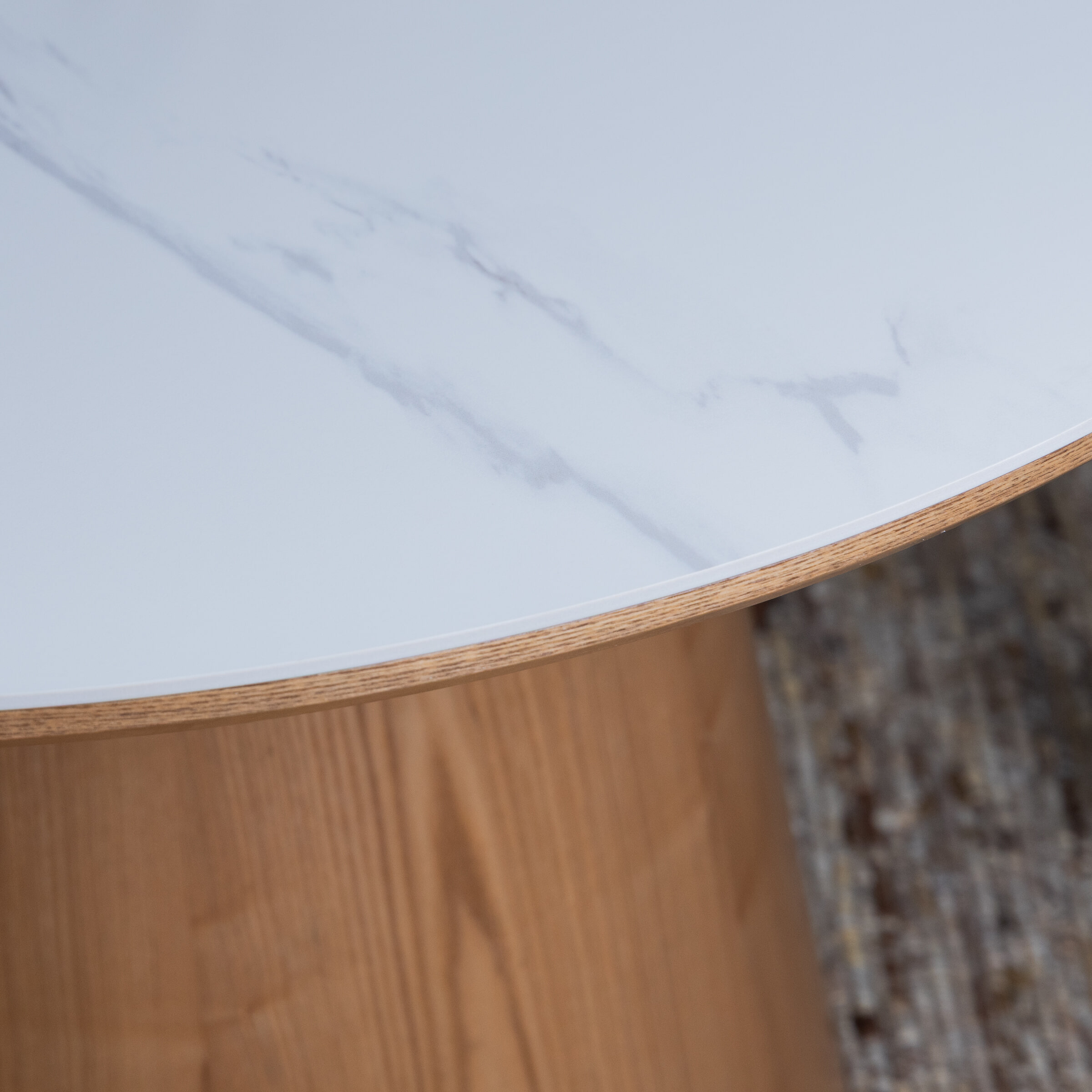 ZILT Ronde Eettafel 'Nathen' Eiken en marmerlook, 115cm, kleur Naturel