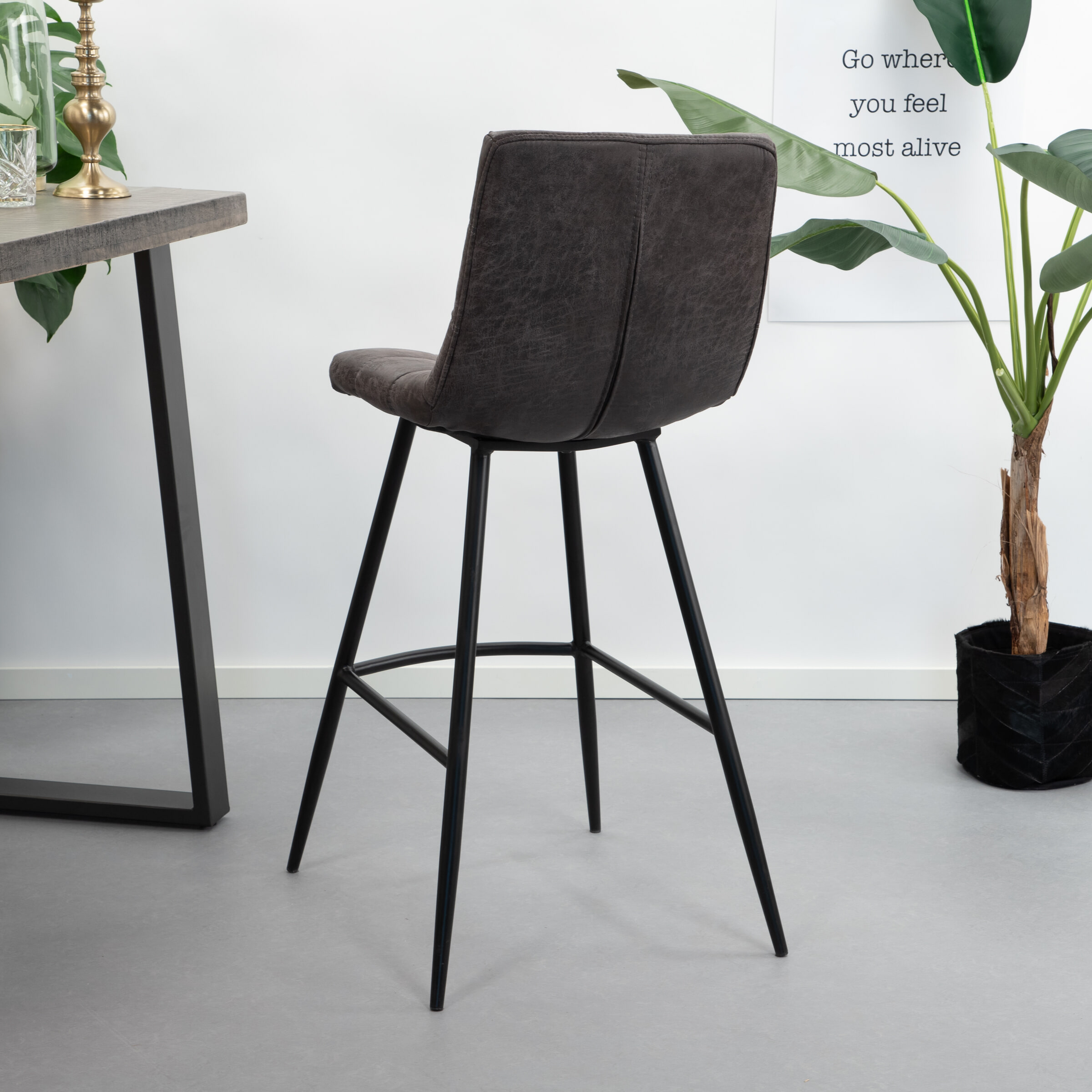 Sohome Barkruk 'Walton' (zithoogte 75cm), kleur antraciet