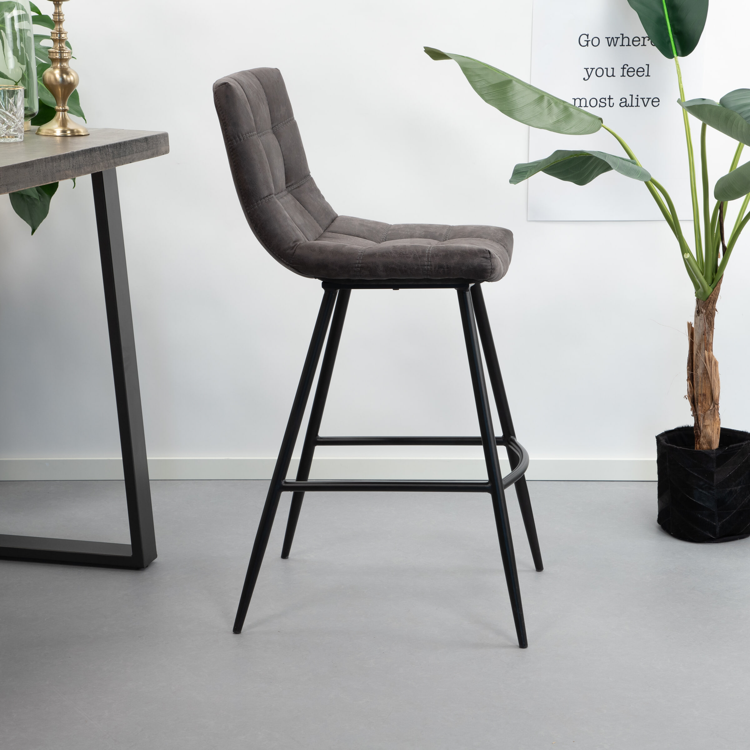 Sohome Barkruk 'Walton' (zithoogte 75cm), kleur antraciet