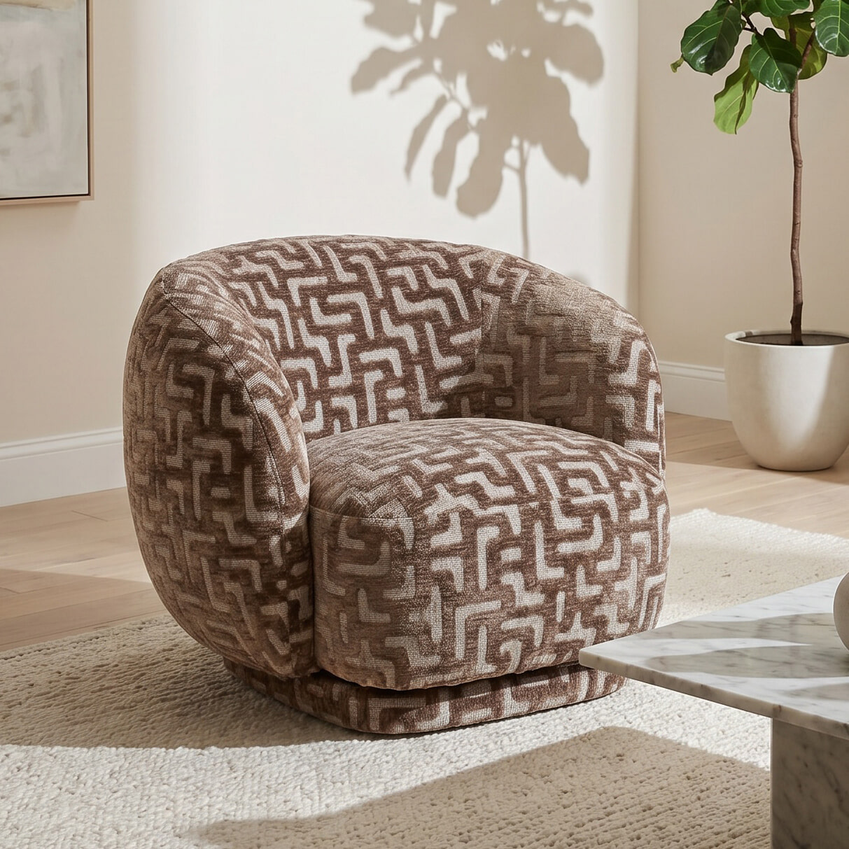 Richmond Fauteuil Negreslo Labyrinth, draaibaar - Brown
