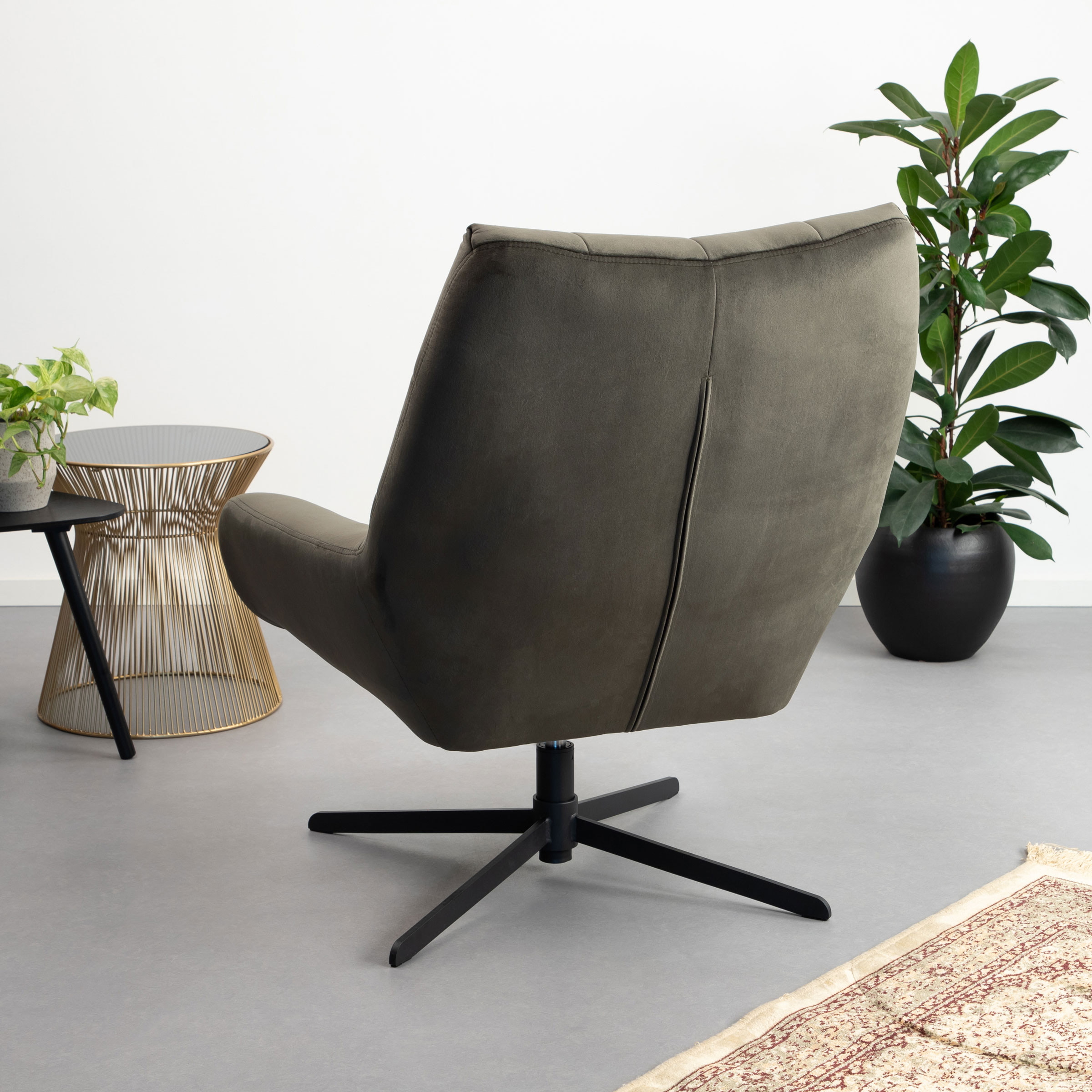 Sohome Draaifauteuil 'Nela' Velvet, kleur Dark Green