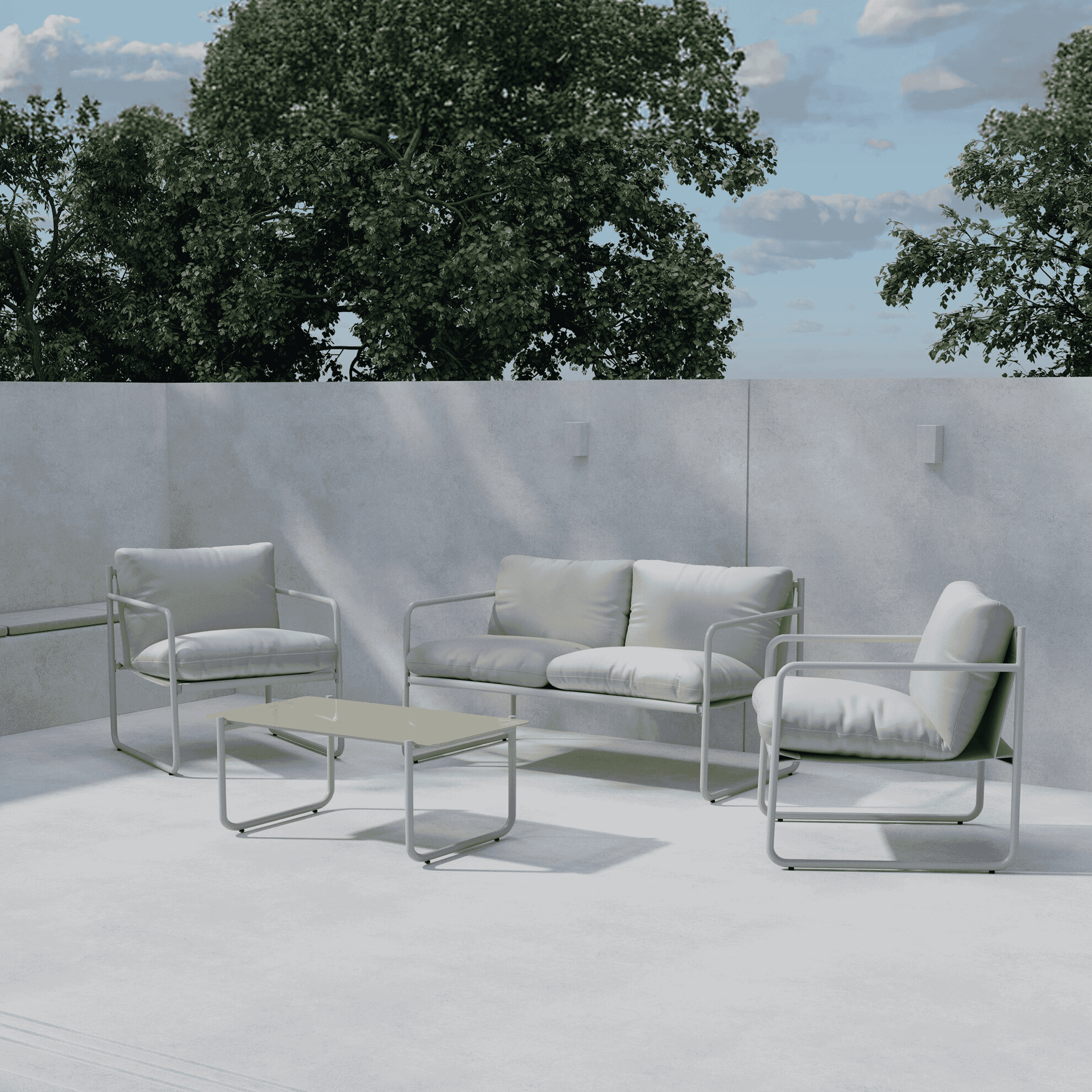 Nohr Loungeset 'Nikisha' Met bank, 2 stoelen en tafel, kleur Beige