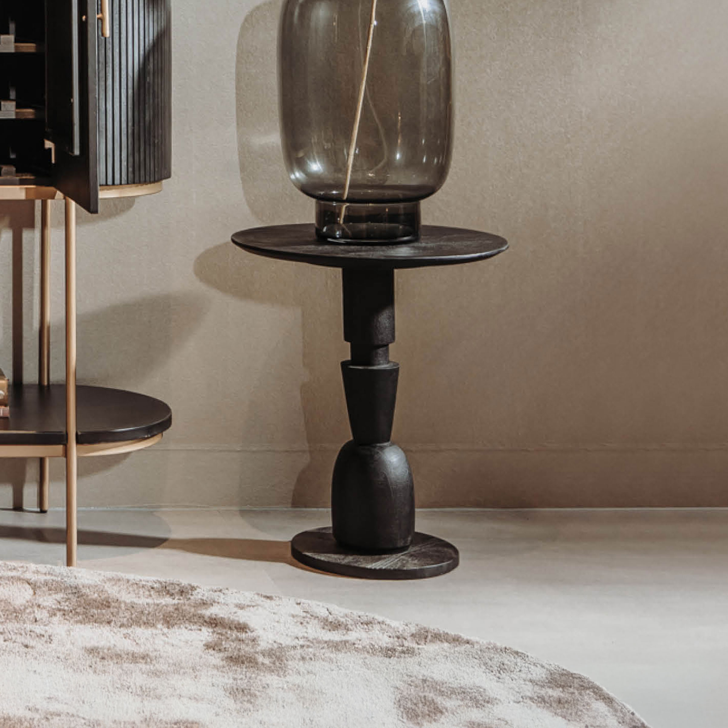 Tower Living Bijzettafel Brunello Mangohout, 60cm hoog - Zwart - Rond
