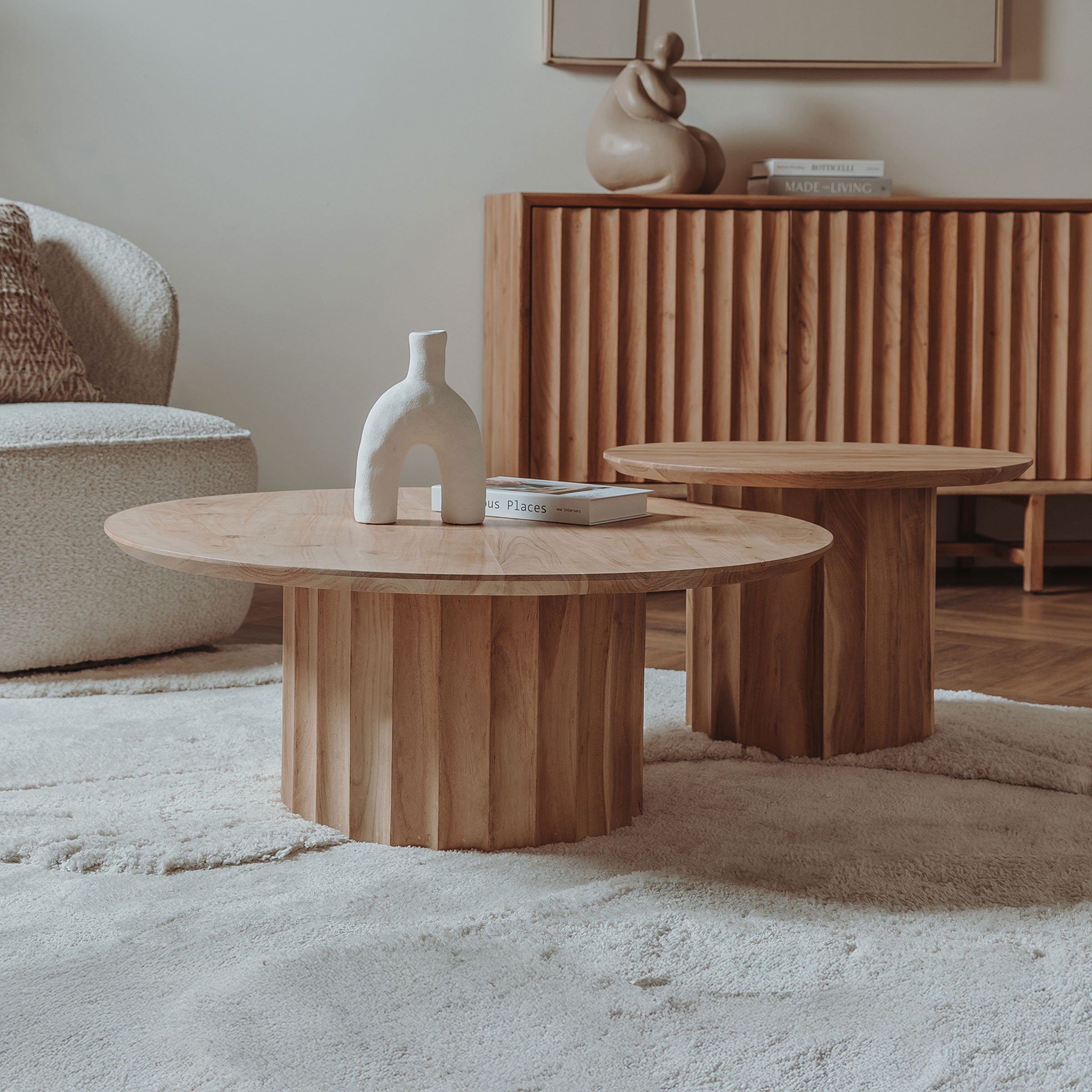 Tower Living Salontafel 'Crotone' Acaciahout, Set van 2 stuks