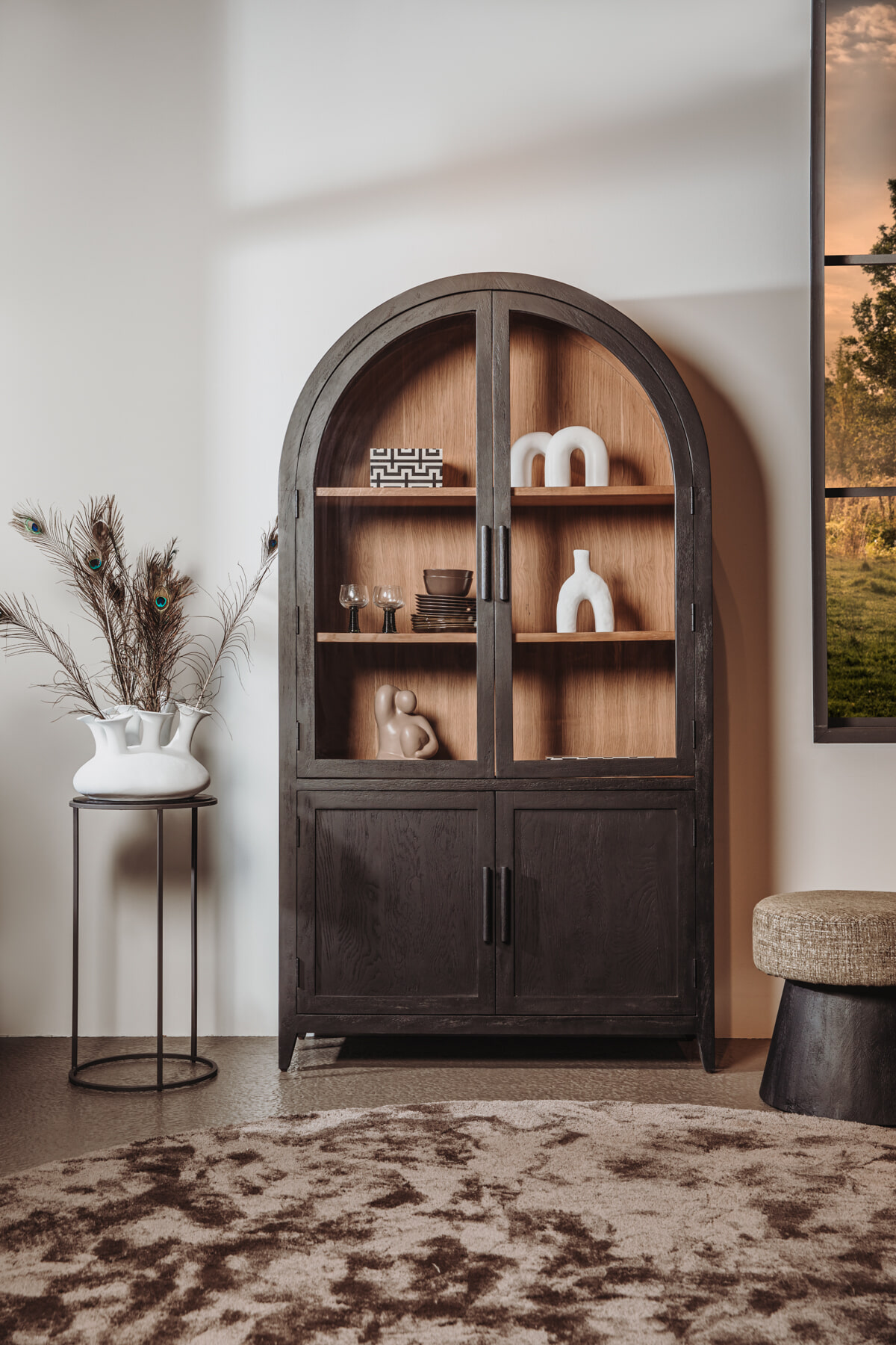 Tower Living Hocker 'Ossana' Mangohout en stof, 50cm