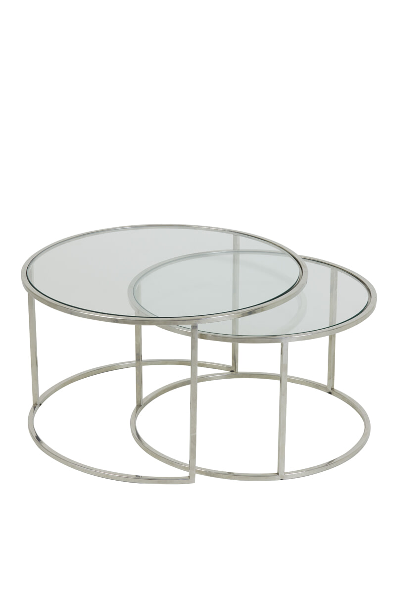 Light & Living Salontafel 'Duarte' Set van 2 stuks, nikkel+glas