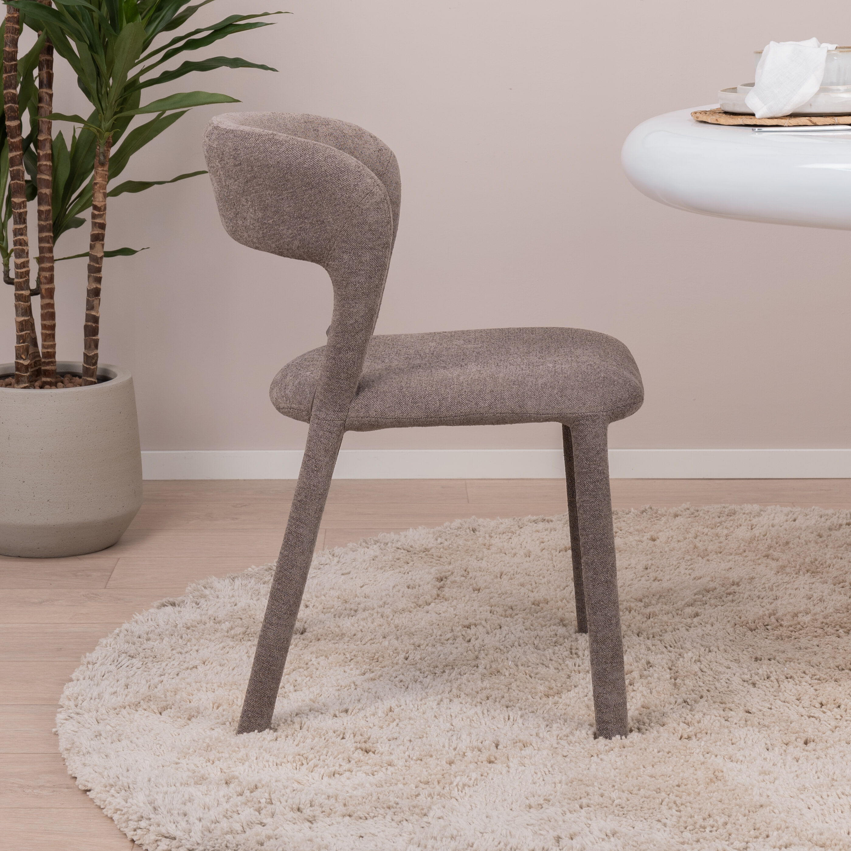 WOOOD Eetkamerstoel 'Noble' Geweven, kleur Taupe