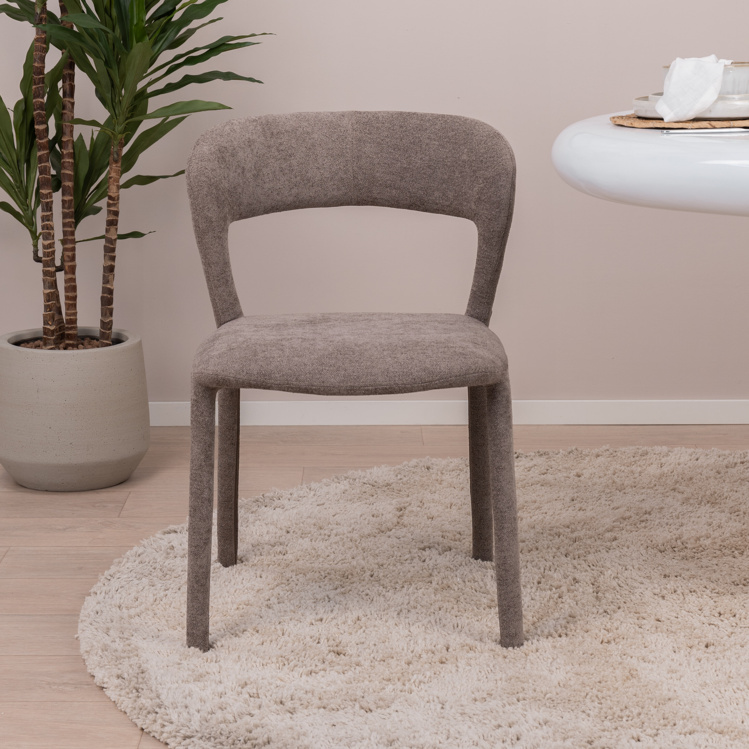 WOOOD Eetkamerstoel 'Noble' Geweven, kleur Taupe