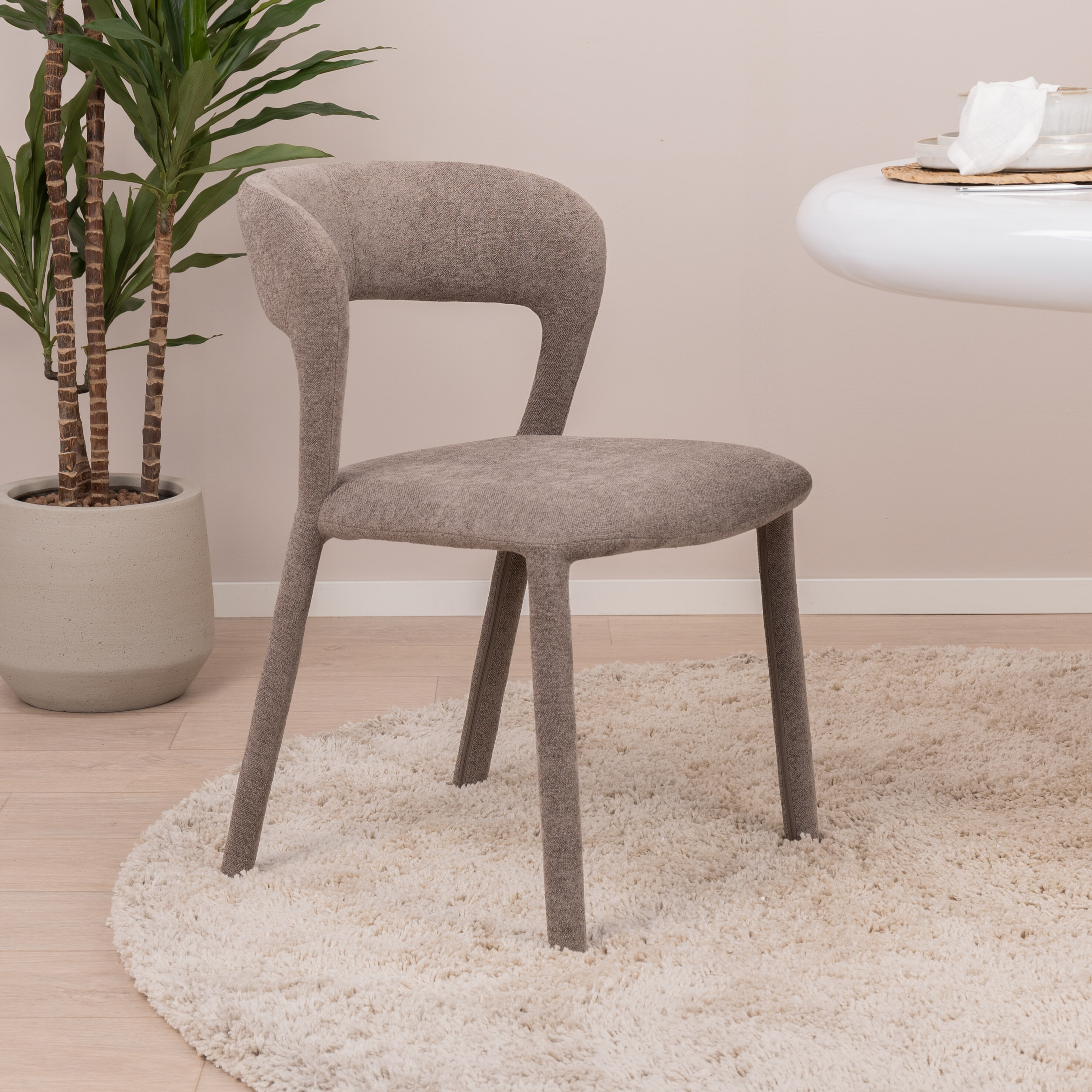 WOOOD Eetkamerstoel 'Noble' Geweven, kleur Taupe