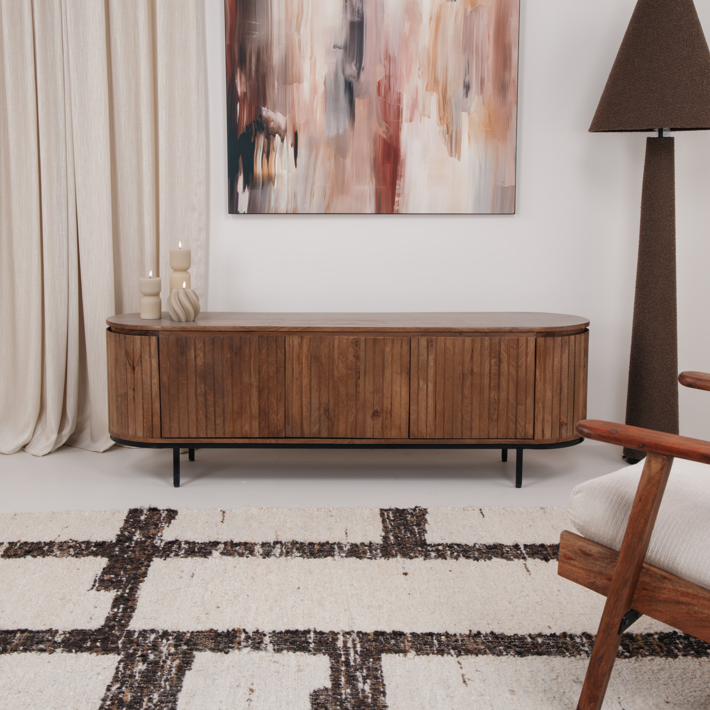 Livingfurn TV-meubel 'Noor' Mangohout, kleur Naturel