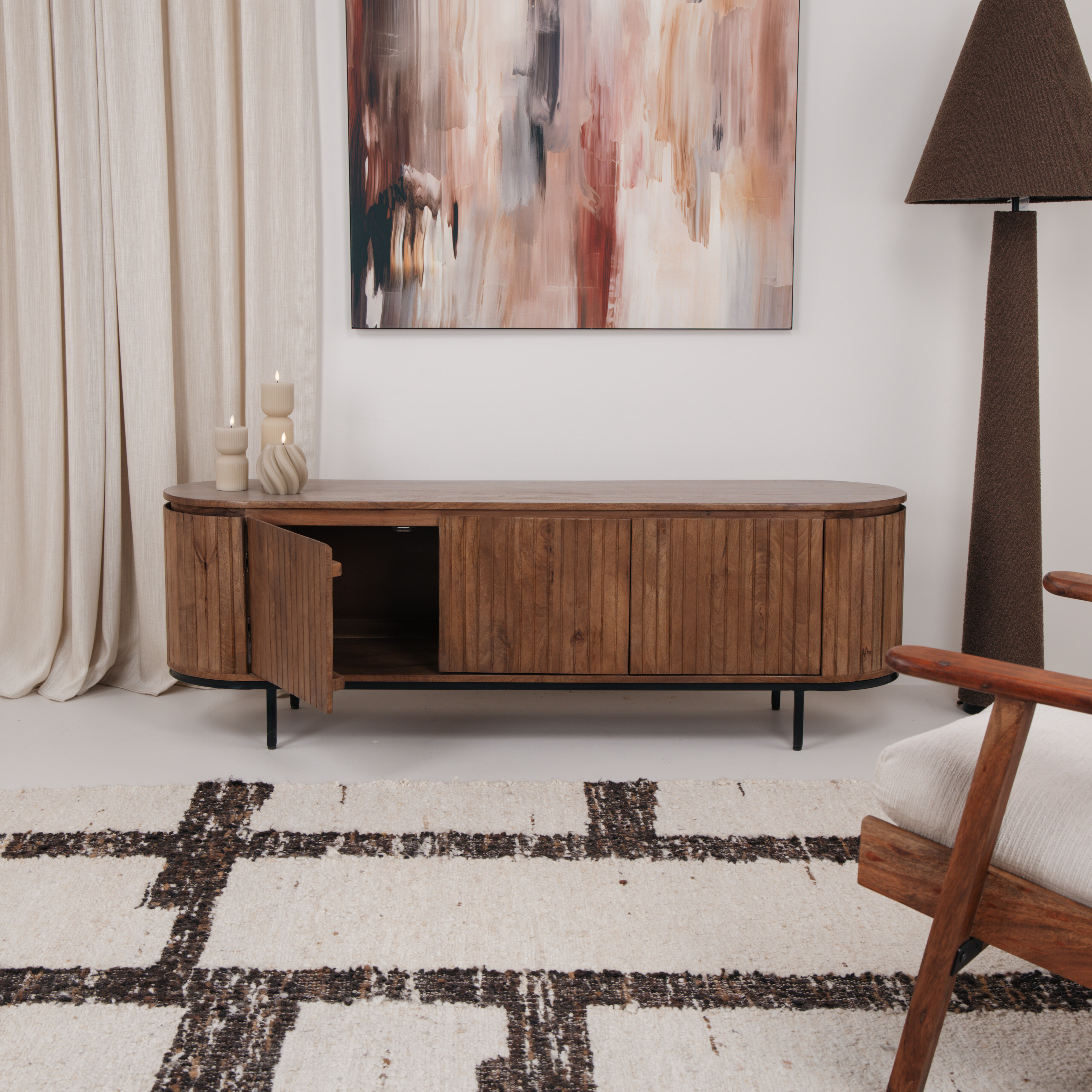 Livingfurn TV-meubel 'Noor' Mangohout, 170cm, kleur Naturel