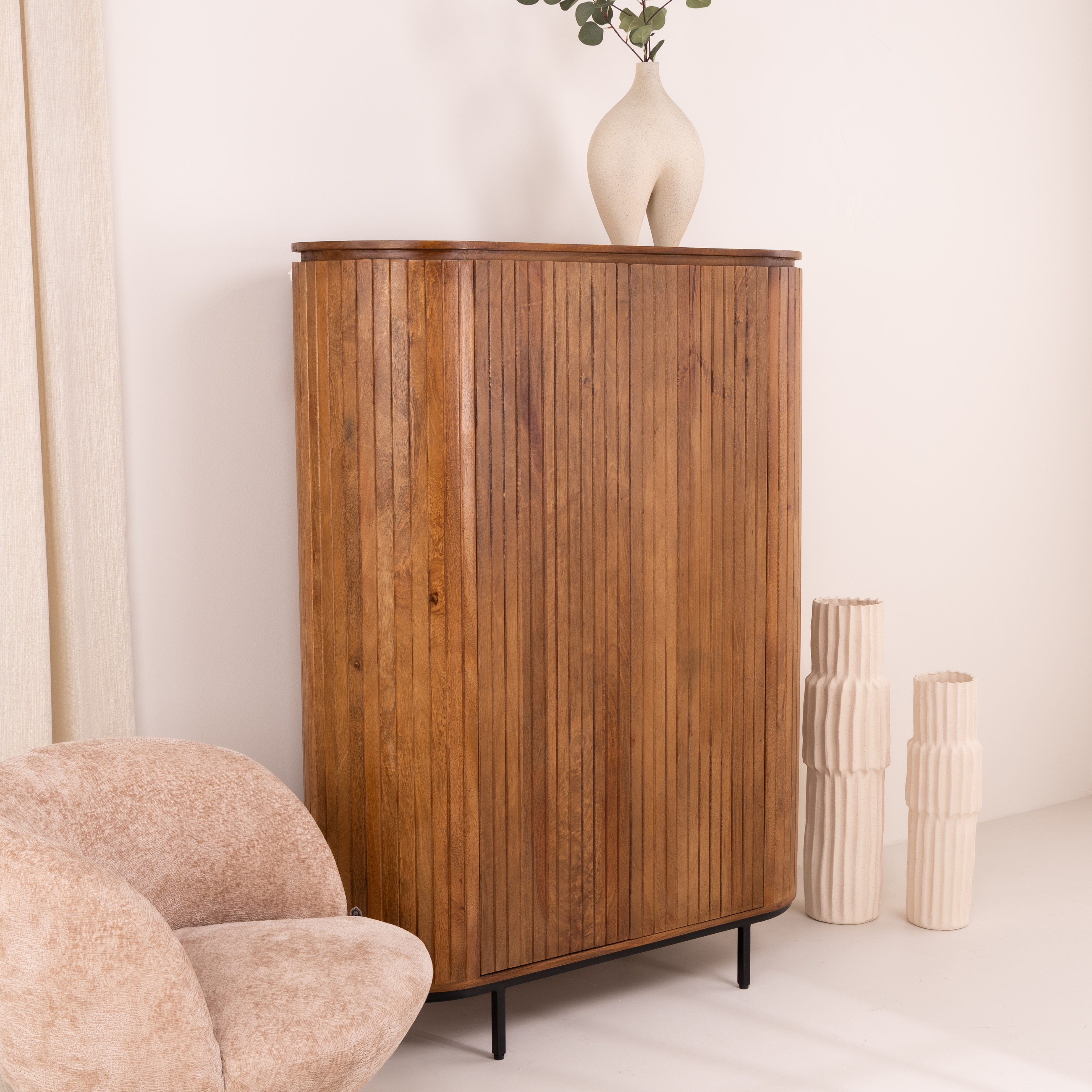Livingfurn Opbergkast 'Noor' Mangohout, 150 x 115cm, kleur Naturel